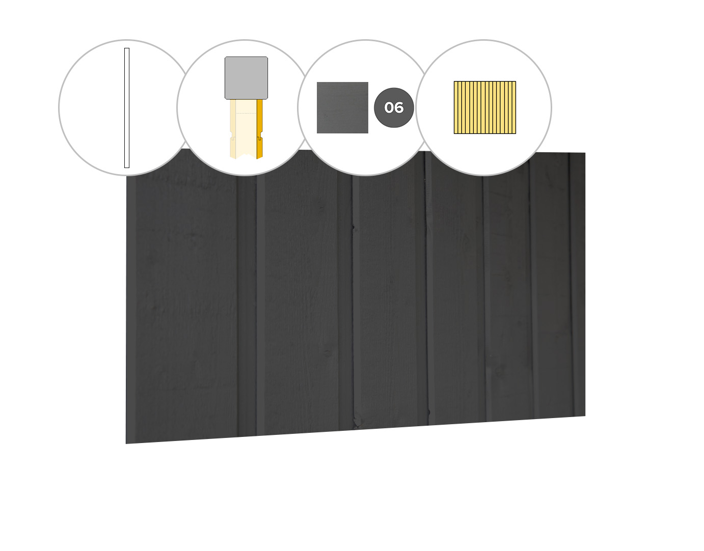 Banddeel plankenset vuren bij achterwand C, 278,5 x 125 cm, antraciet gespoten.