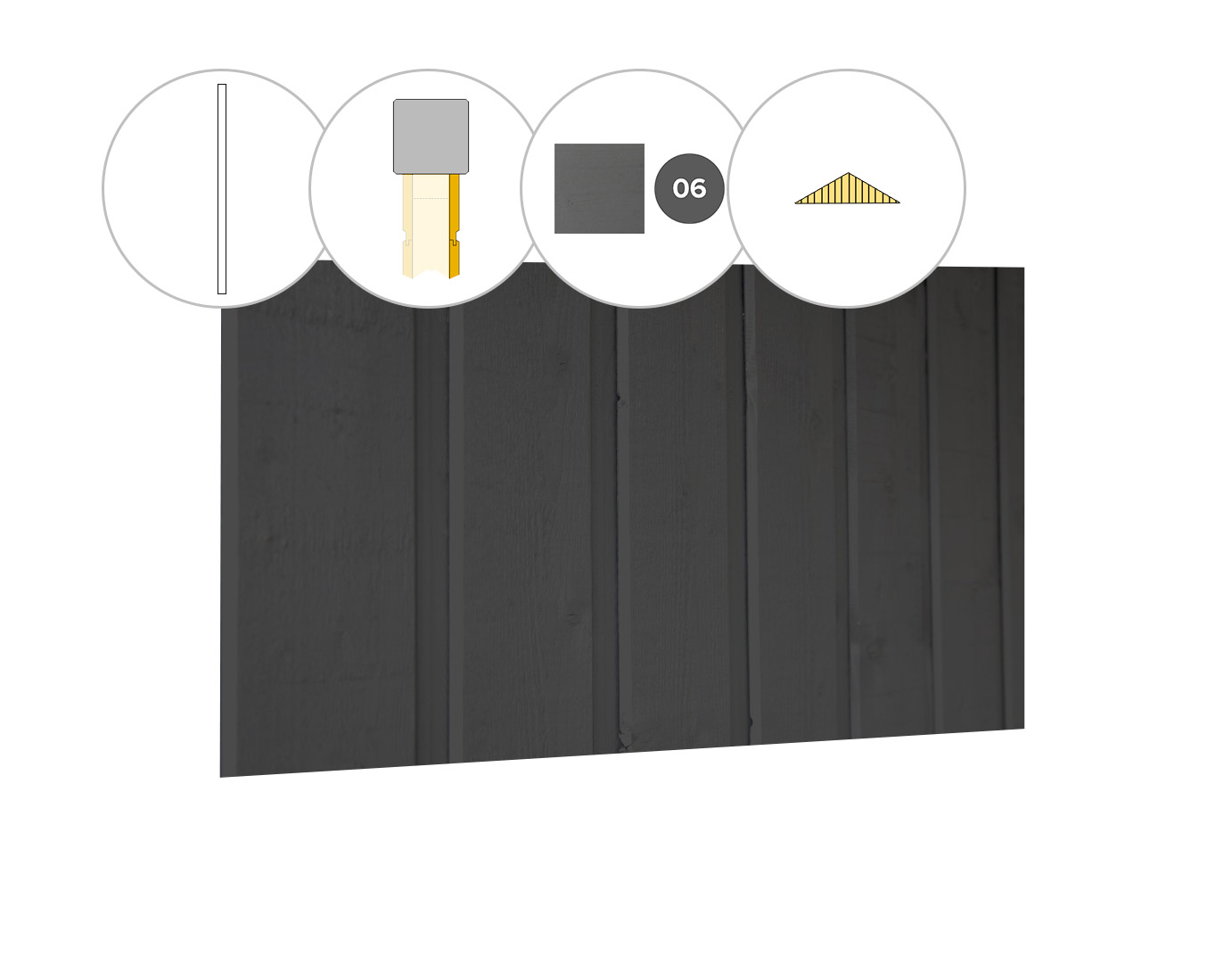 Banddeel plankenset vuren bij topgevel t.b.v. kapschuur Excellent XXL, antraciet gespoten.