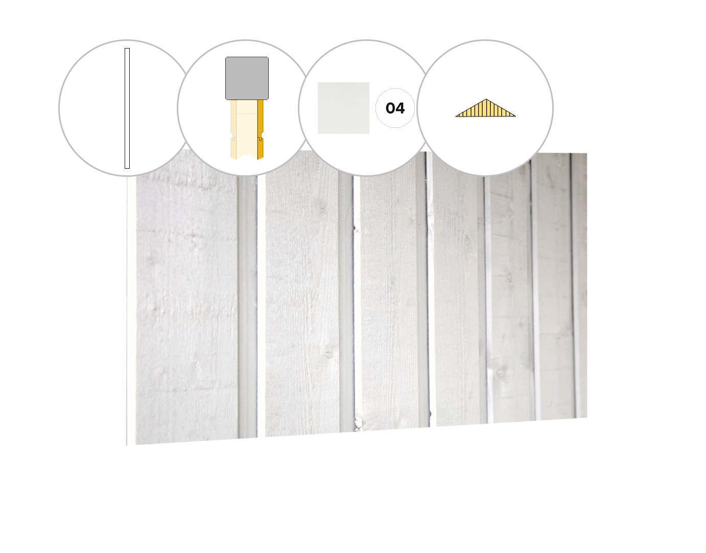 Banddeel plankenset vuren bij topgevel t.b.v. kapschuur Excellent XXL, wit gespoten.