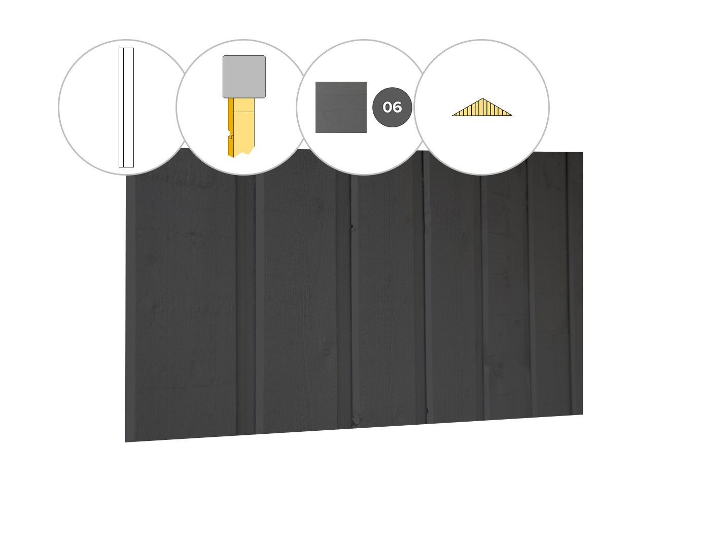 Banddeel vuren enkelzijdige topgevel t.b.v. zadeldak Excellent L, antraciet gespoten.