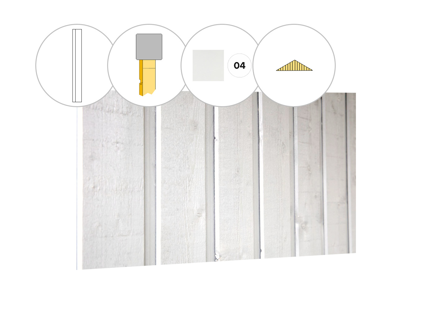 Banddeel vuren enkelzijdige topgevel t.b.v. zadeldak Excellent XXL, wit gespoten.