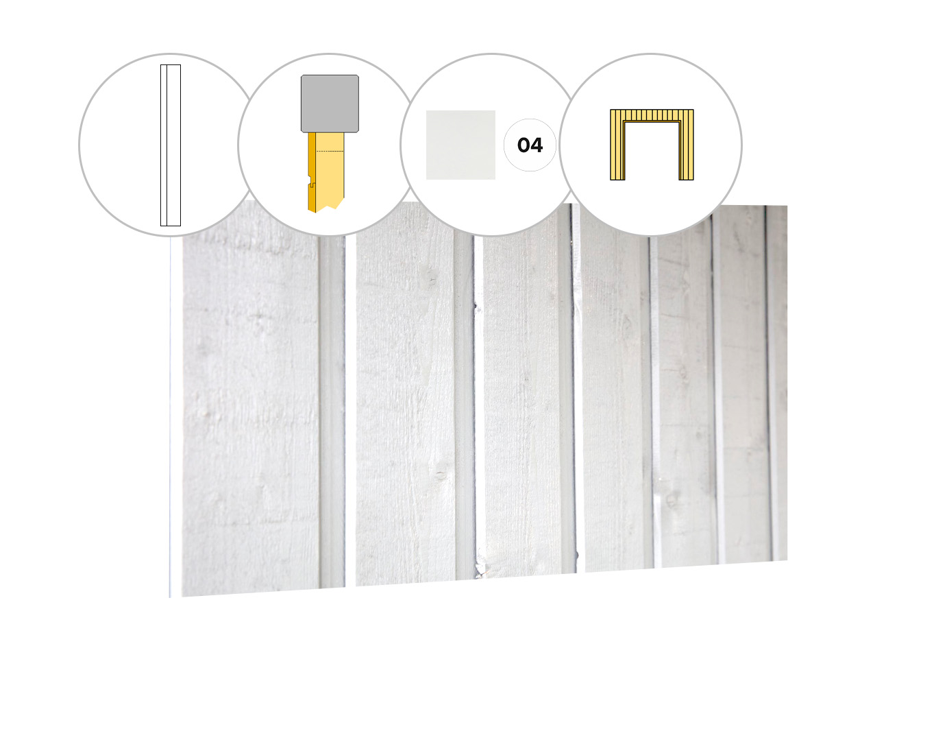 Banddeel vuren enkelzijdige wand C, t.b.v. dubbele deur, 278,5 x 224 cm, wit gespoten.