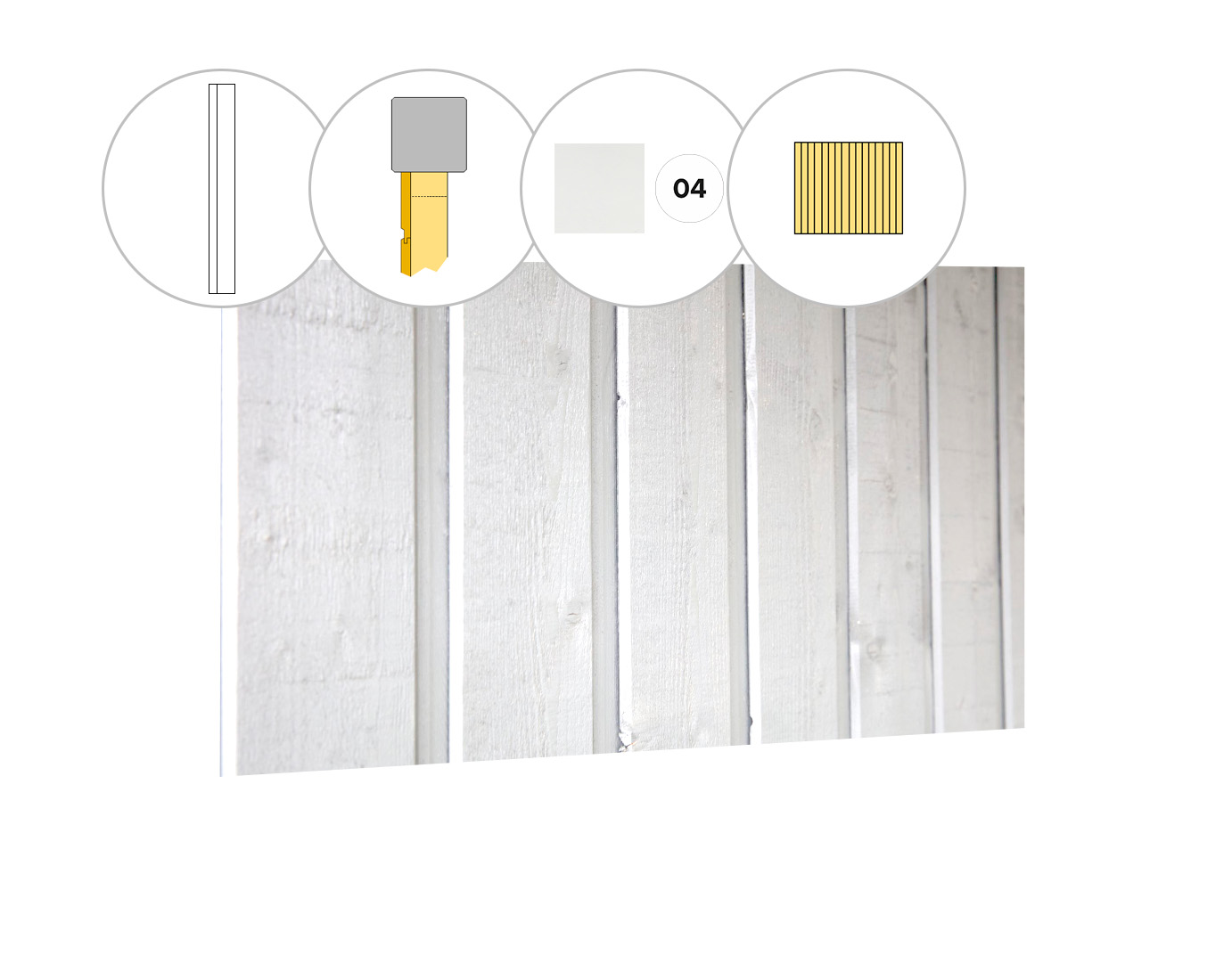 Banddeel vuren enkelzijdige wand L, 112 x 224 cm, wit gespoten.