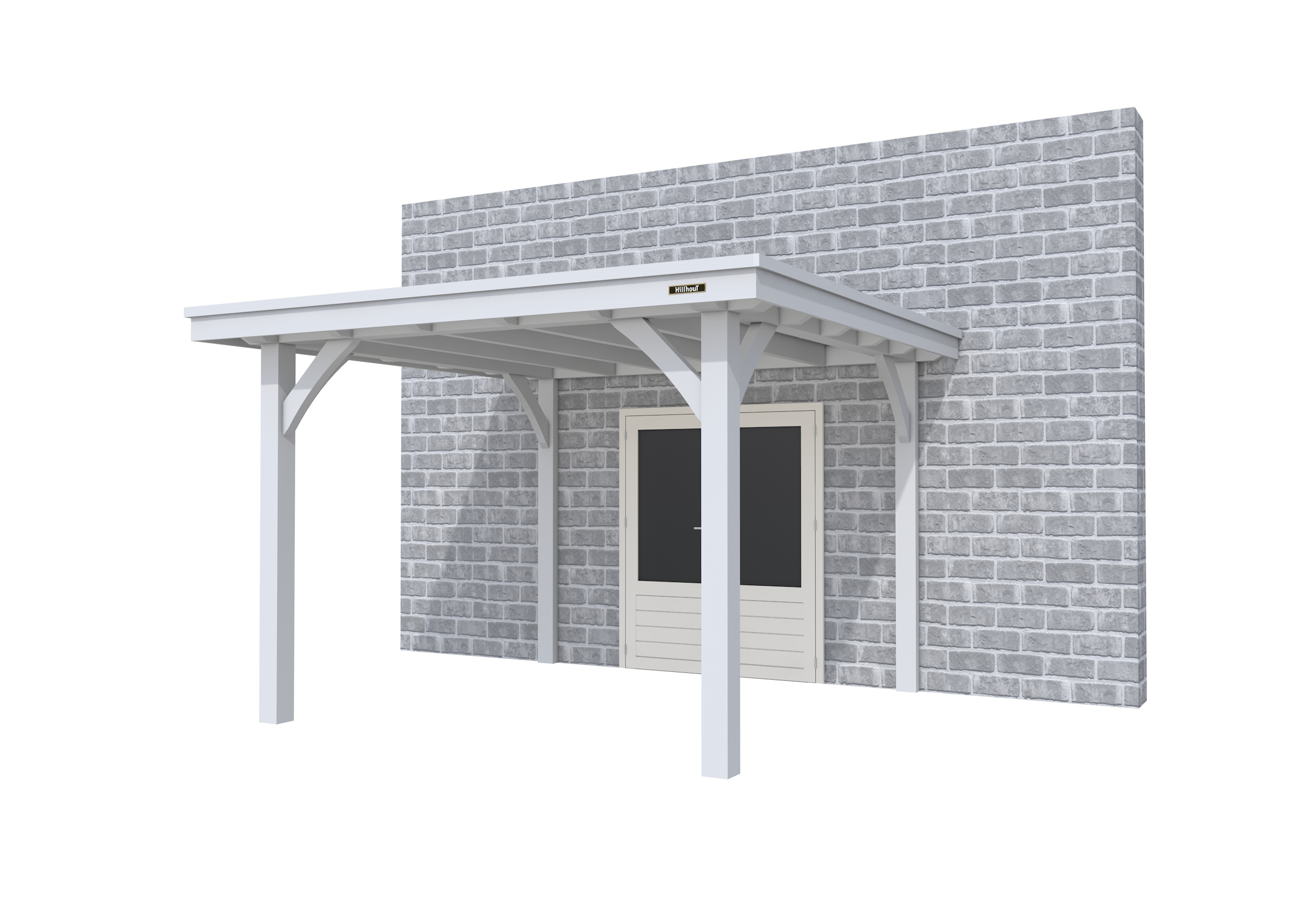 Buitenverblijf aan huis Excellent I, vuren, basismodel L/C, 307x299 cm, lichtgrijs gespoten.