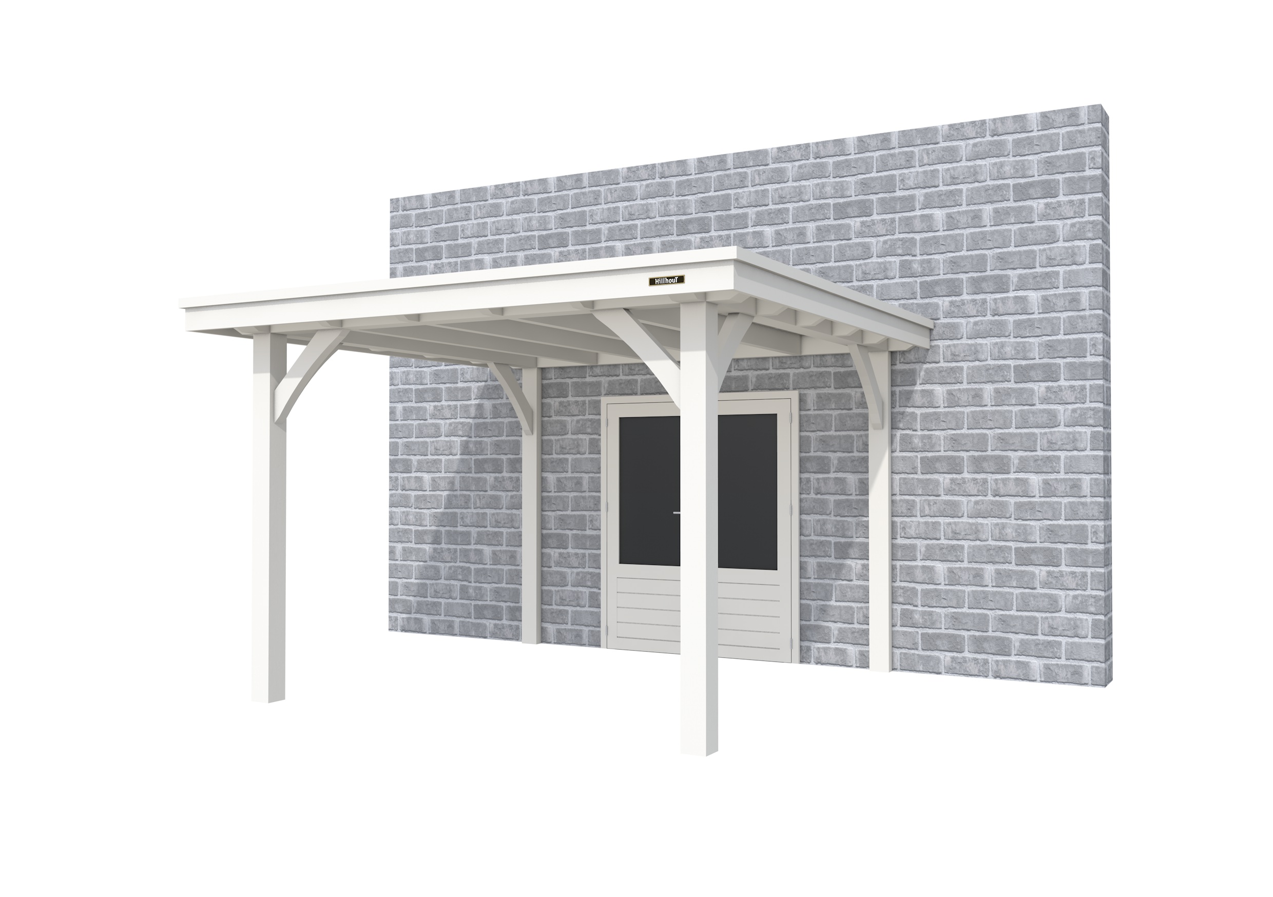 Buitenverblijf aan huis Excellent I, vuren, basismodel L/C, 307x299 cm, wit gespoten.