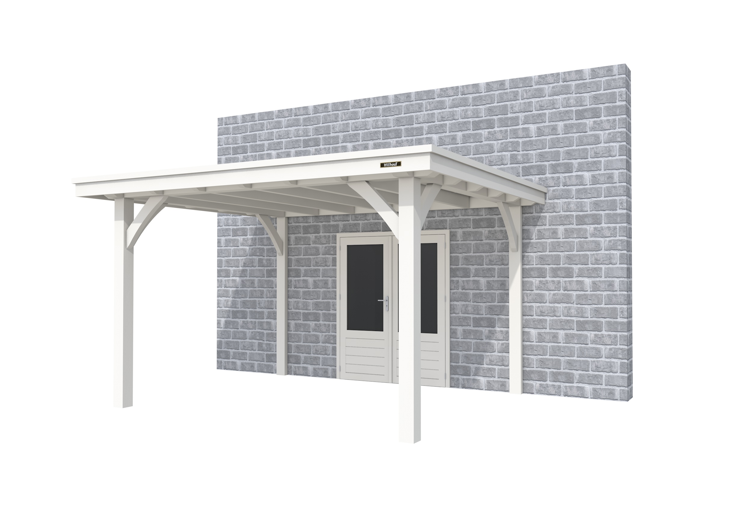 Buitenverblijf aan huis Excellent I, vuren, basismodel L/D, 357x299 cm, wit gespoten.