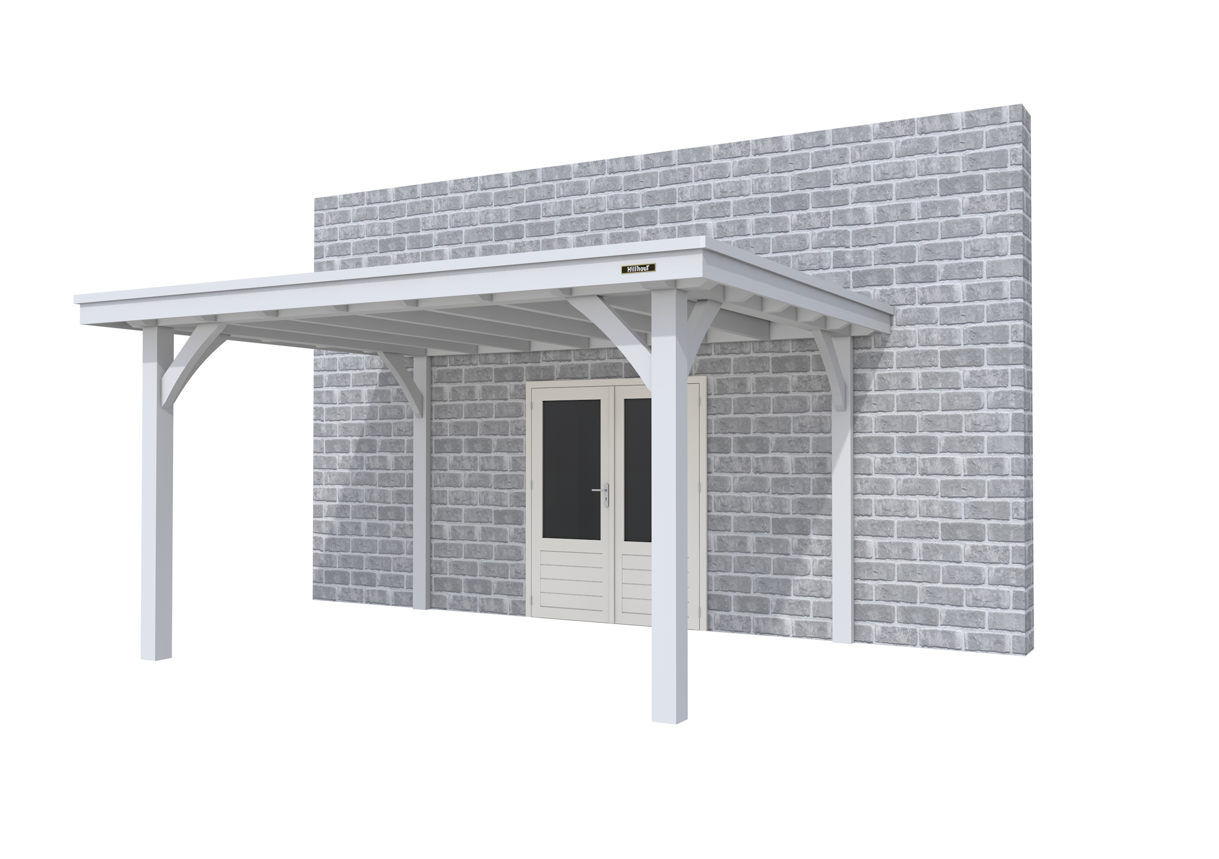 Buitenverblijf aan huis Excellent I, vuren, basismodel L/E, 399x299 cm, lichtgrijs gespoten.