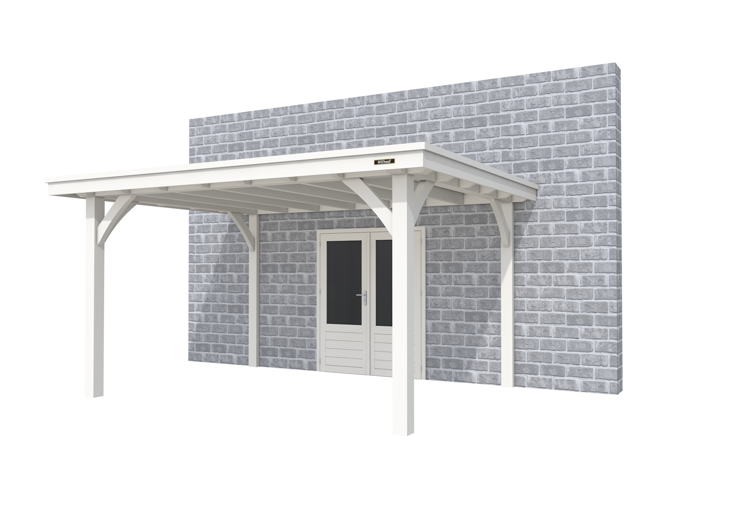 Buitenverblijf aan huis Excellent I, vuren, basismodel L/E, 399x299 cm, wit gespoten.