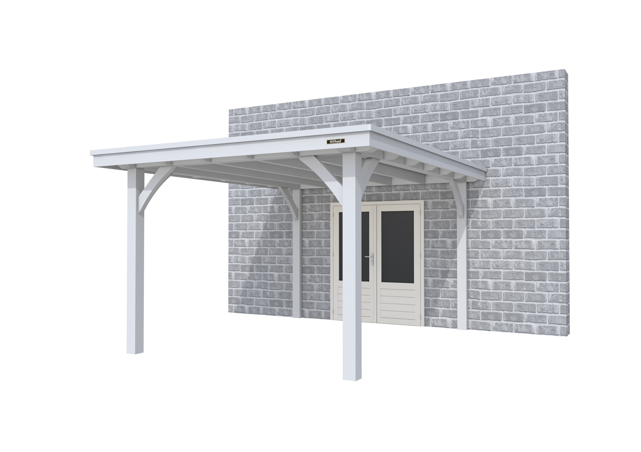 Buitenverblijf aan huis Excellent I, vuren, basismodel XXL/C, 307x392 cm, lichtgrijs gespoten.