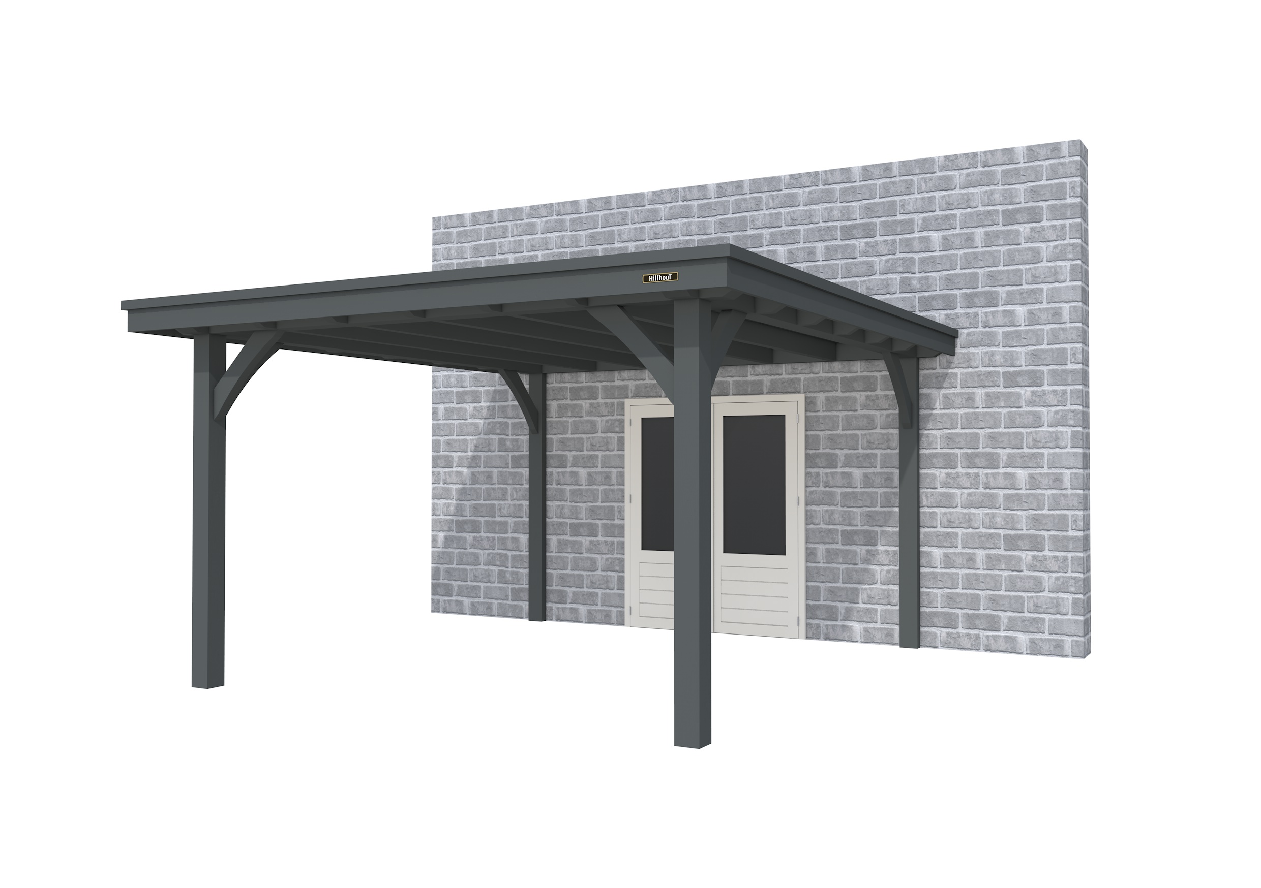 Buitenverblijf aan huis Excellent I, vuren, basismodel XXL/D, 357x392 cm, antraciet gespoten.