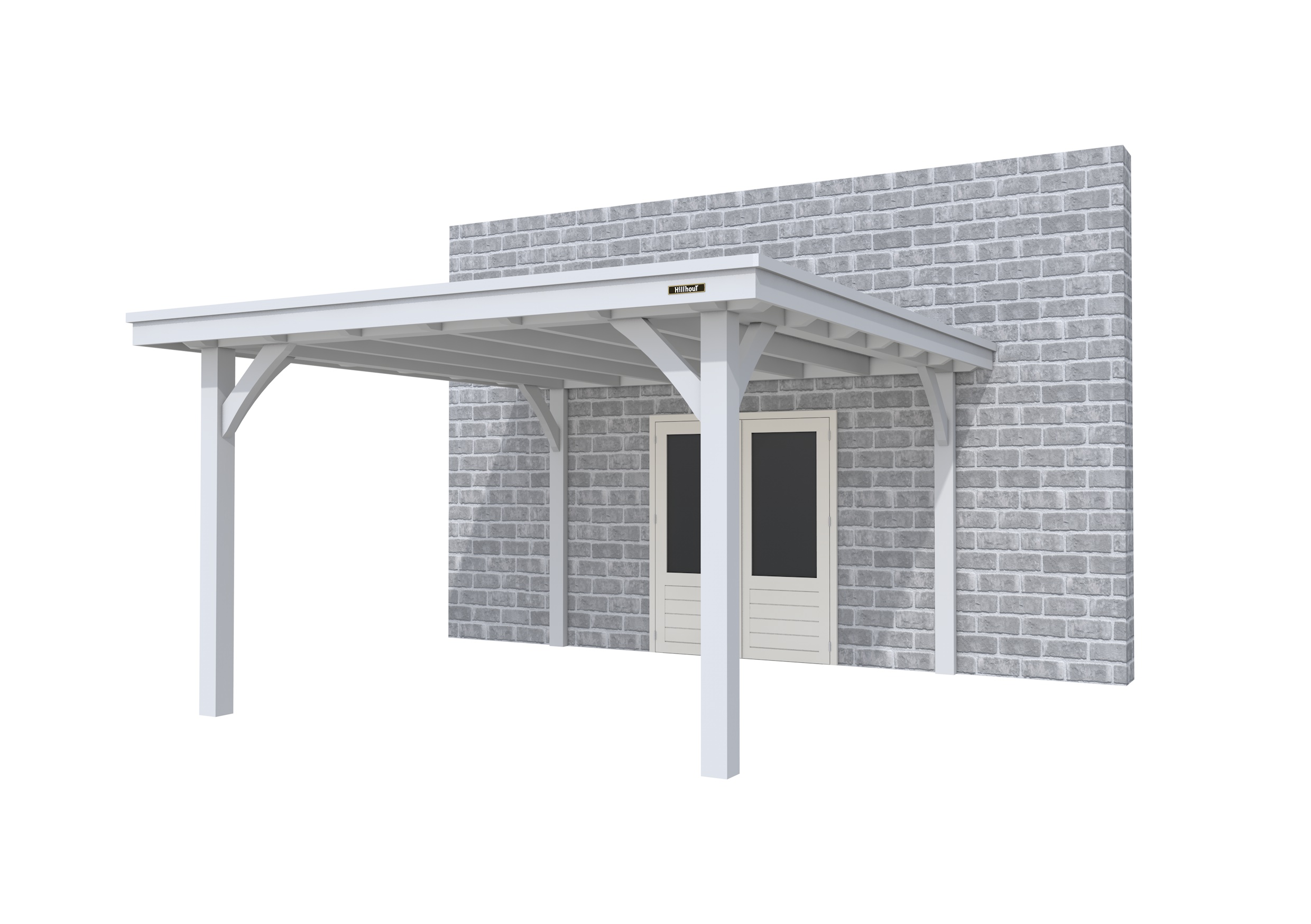 Buitenverblijf aan huis Excellent I, vuren, basismodel XXL/D, 357x392 cm, lichtgrijs gespoten.