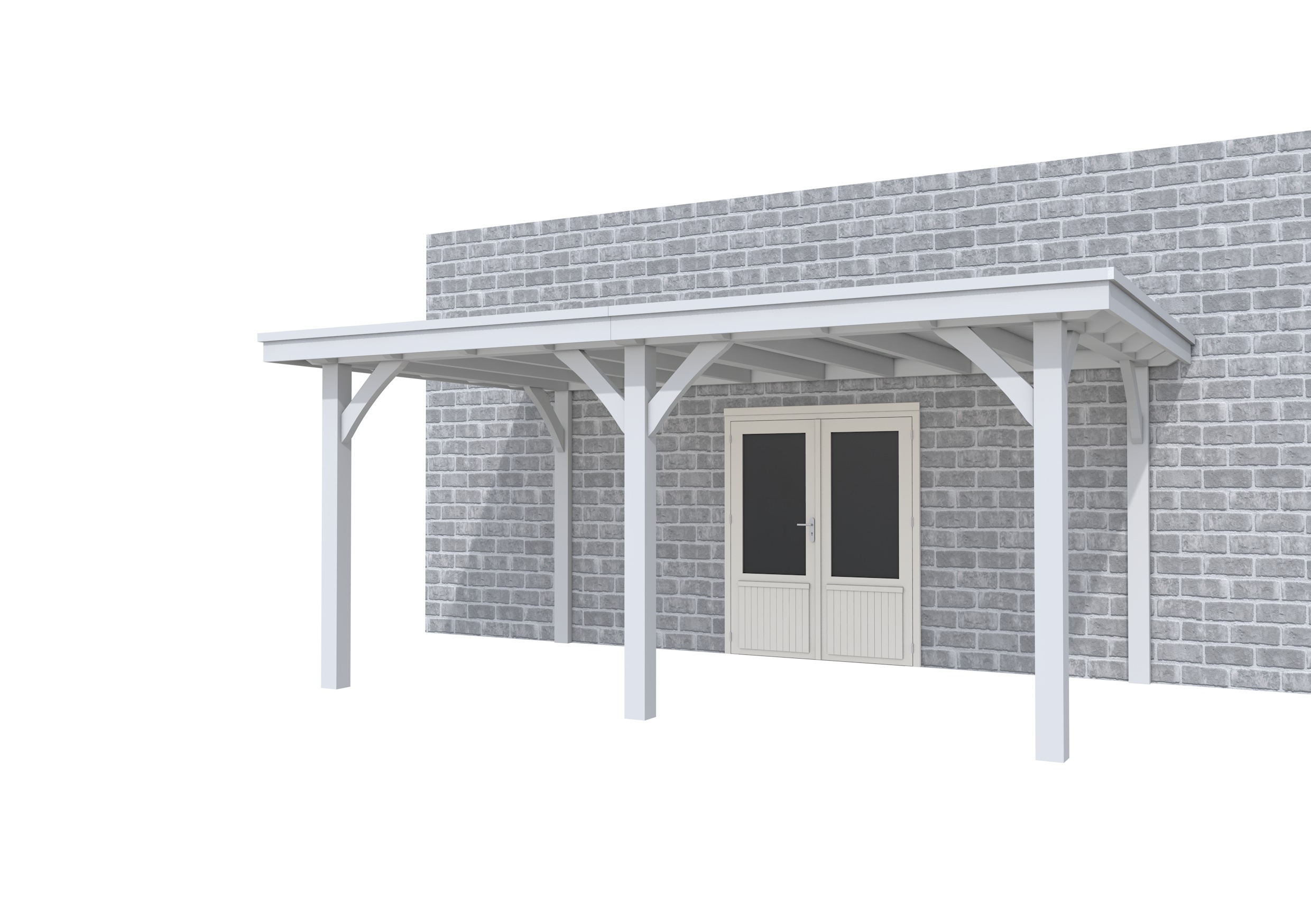 Buitenverblijf aan huis Excellent II, vuren, basismodel L/B, 499x299 cm, lichtgrijs gespoten.