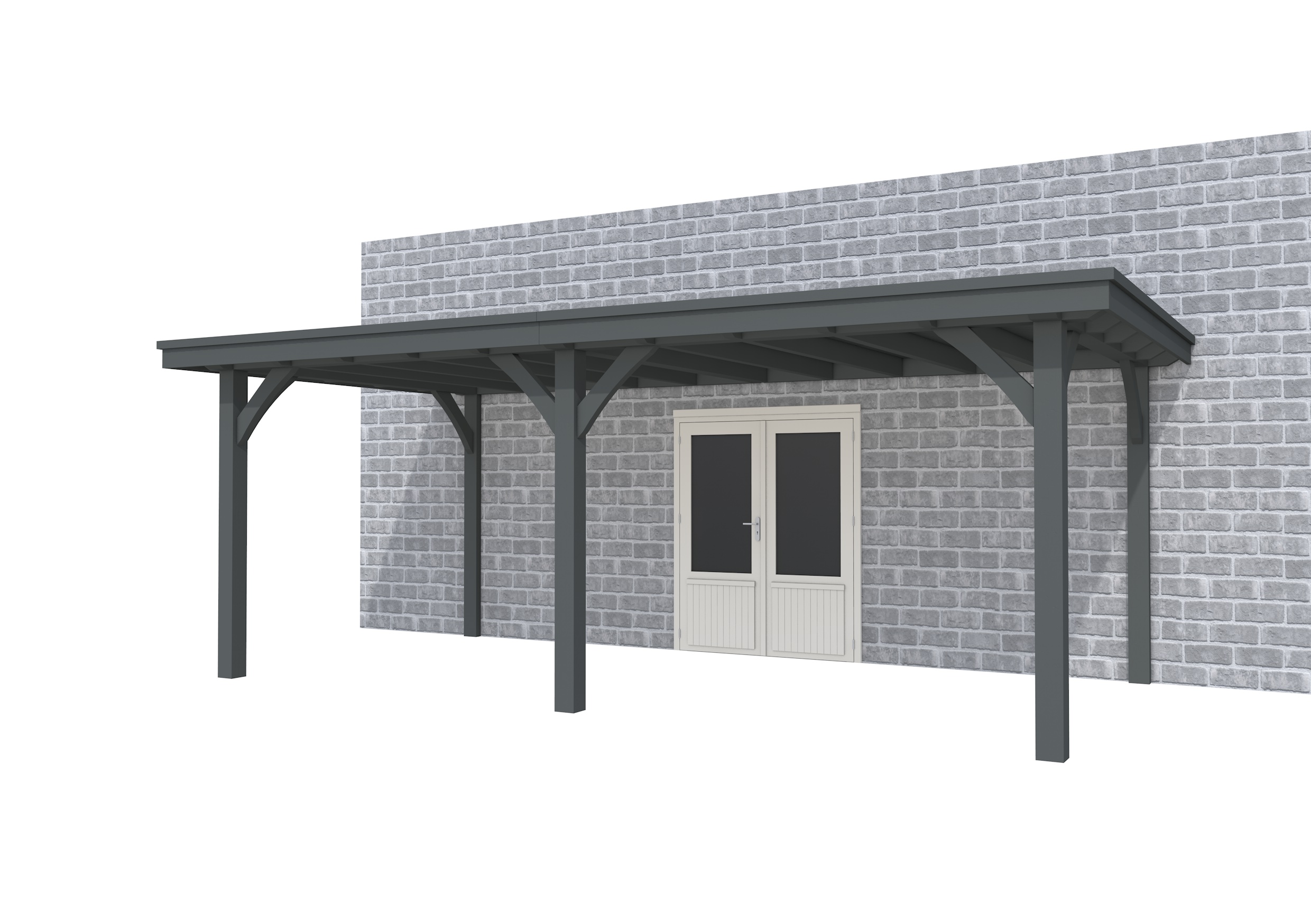 Buitenverblijf aan huis Excellent II, vuren, basismodel L/C, 599x299 cm, antraciet gespoten.