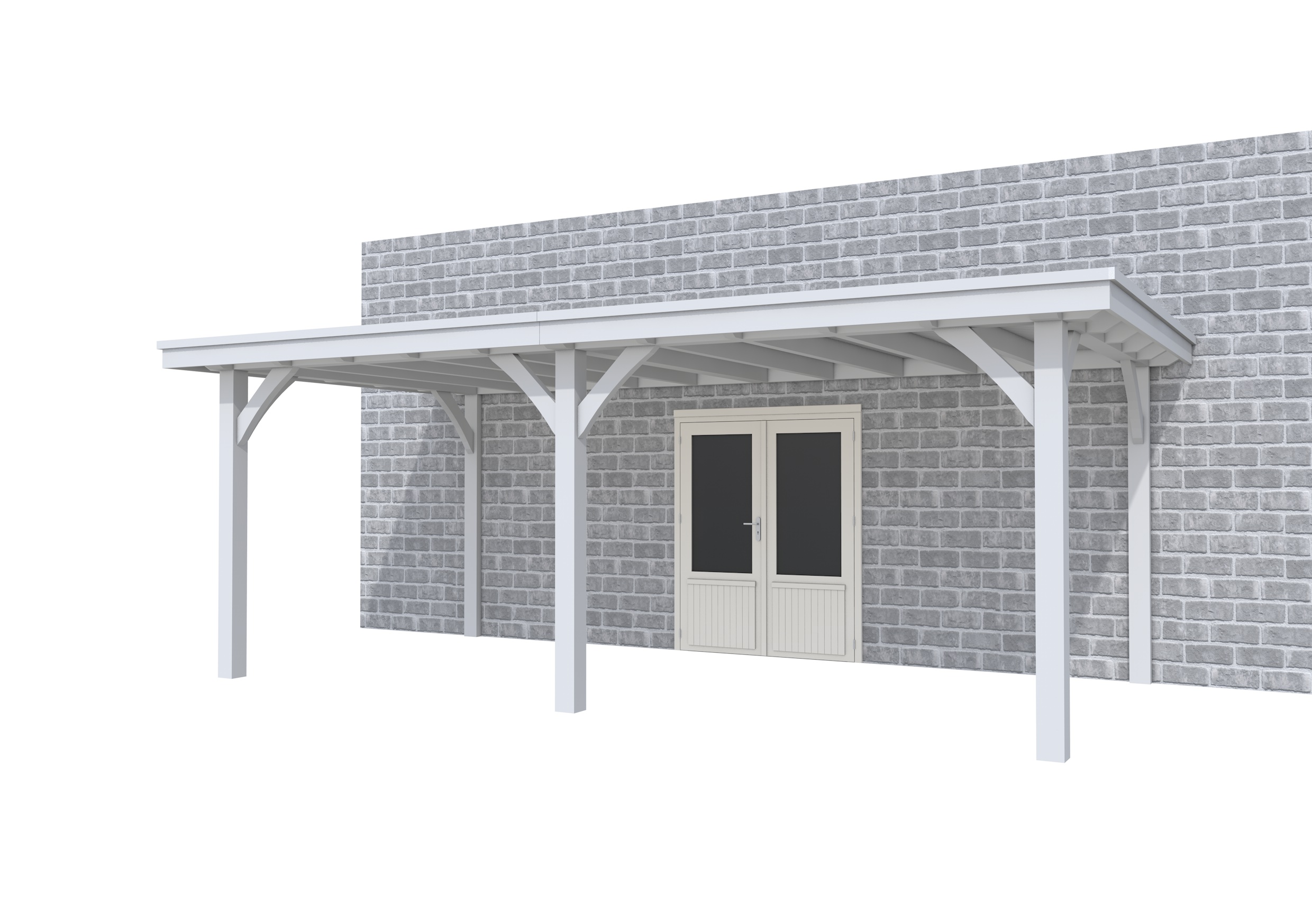 Buitenverblijf aan huis Excellent II, vuren, basismodel L/C, 599x299 cm, lichtgrijs gespoten.