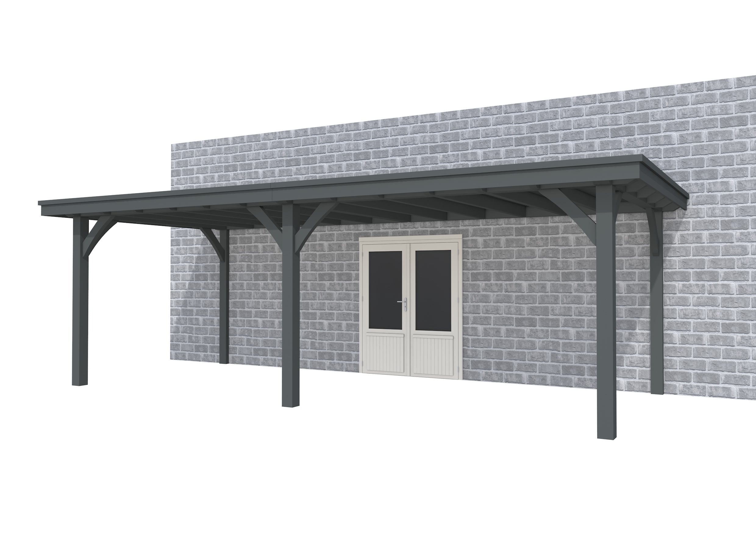 Buitenverblijf aan huis Excellent II, vuren, basismodel L/D, 699x299 cm, antraciet gespoten.