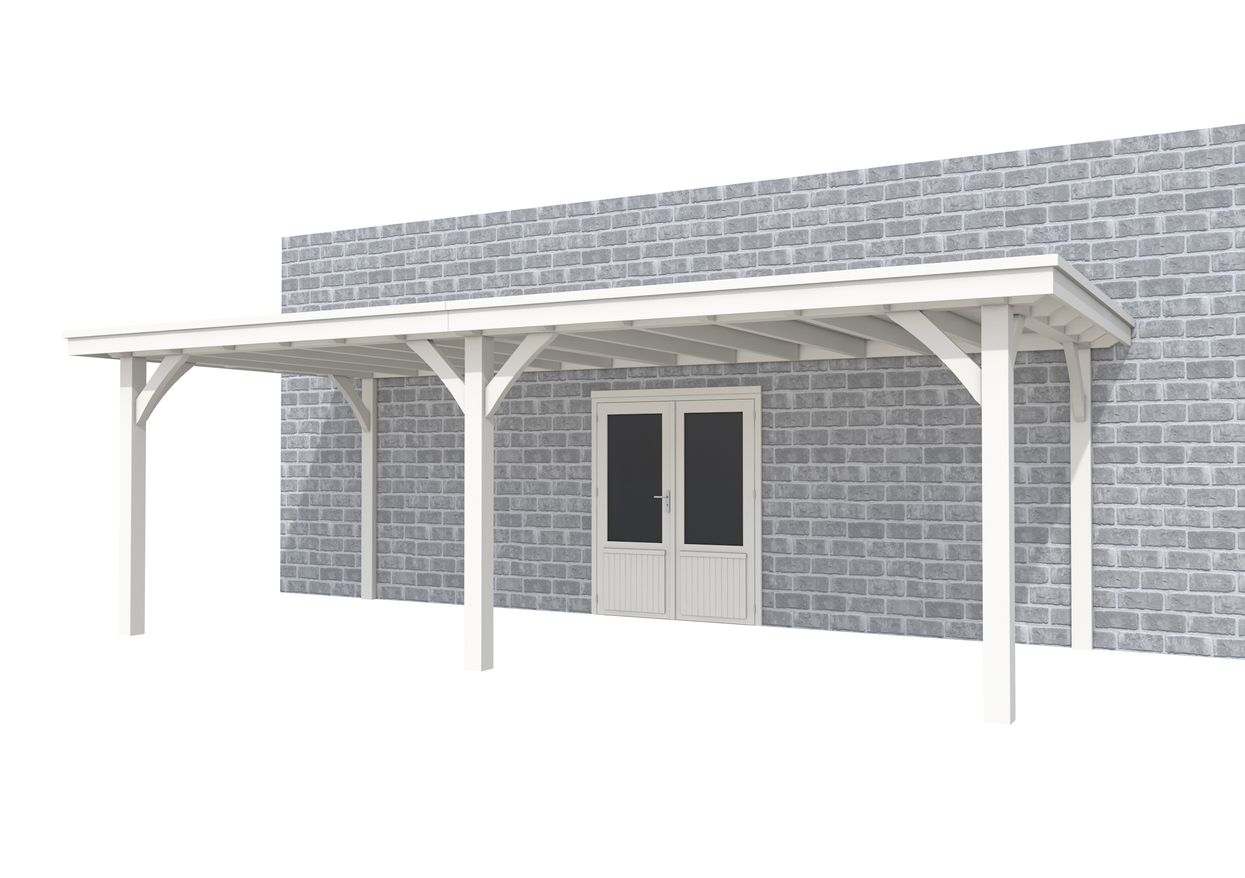 Buitenverblijf aan huis Excellent II, vuren, basismodel L/D, 699x299 cm, wit gespoten.