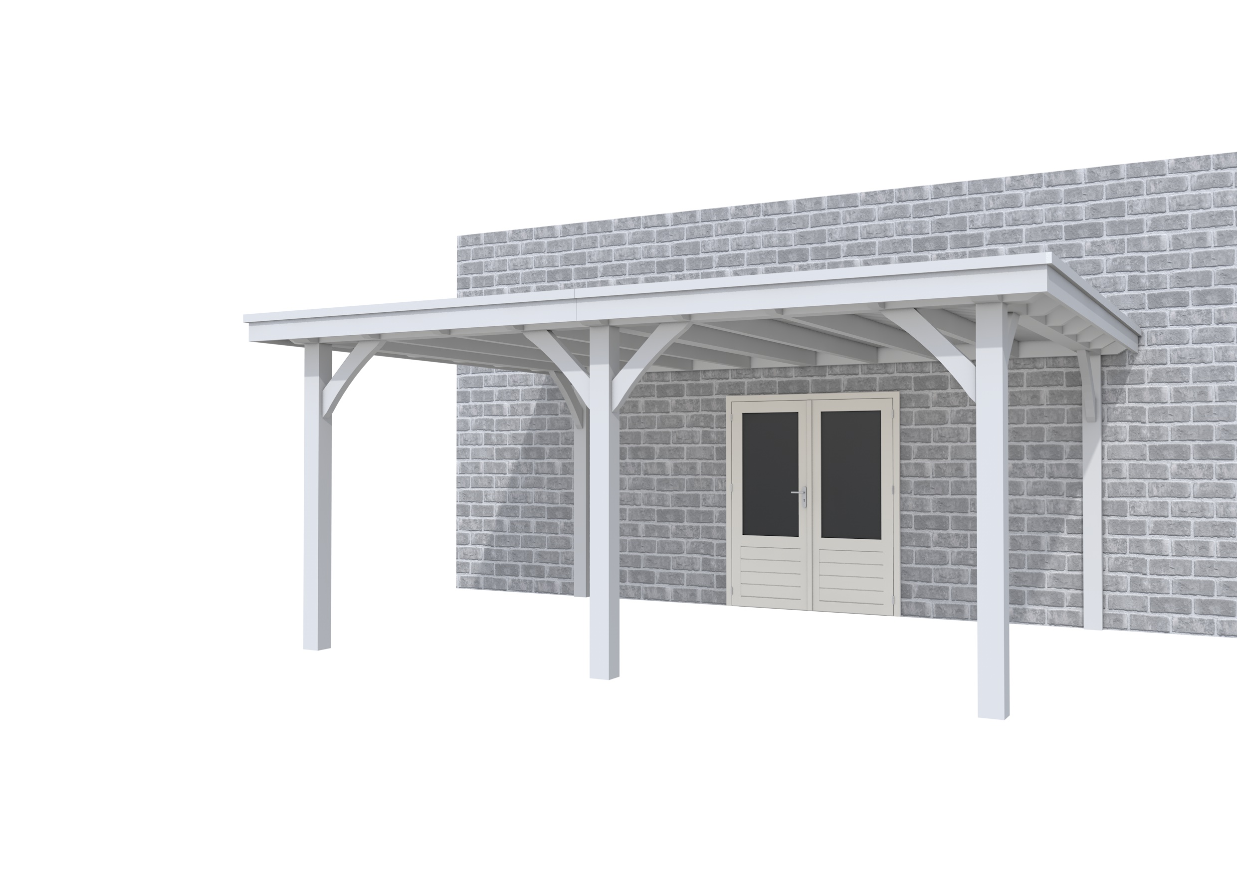 Buitenverblijf aan huis Excellent II, vuren, basismodel XXL/B, 499x392 cm, lichtgrijs gespoten.