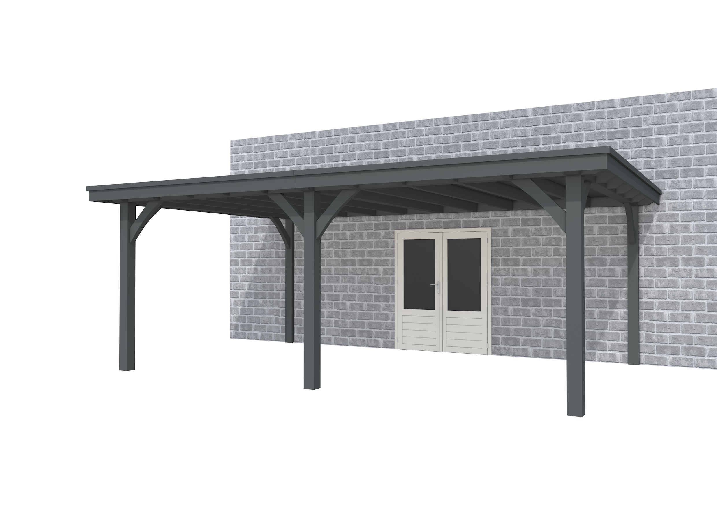 Buitenverblijf aan huis Excellent II, vuren, basismodel XXL/C, 599x392 cm, antraciet gespoten.