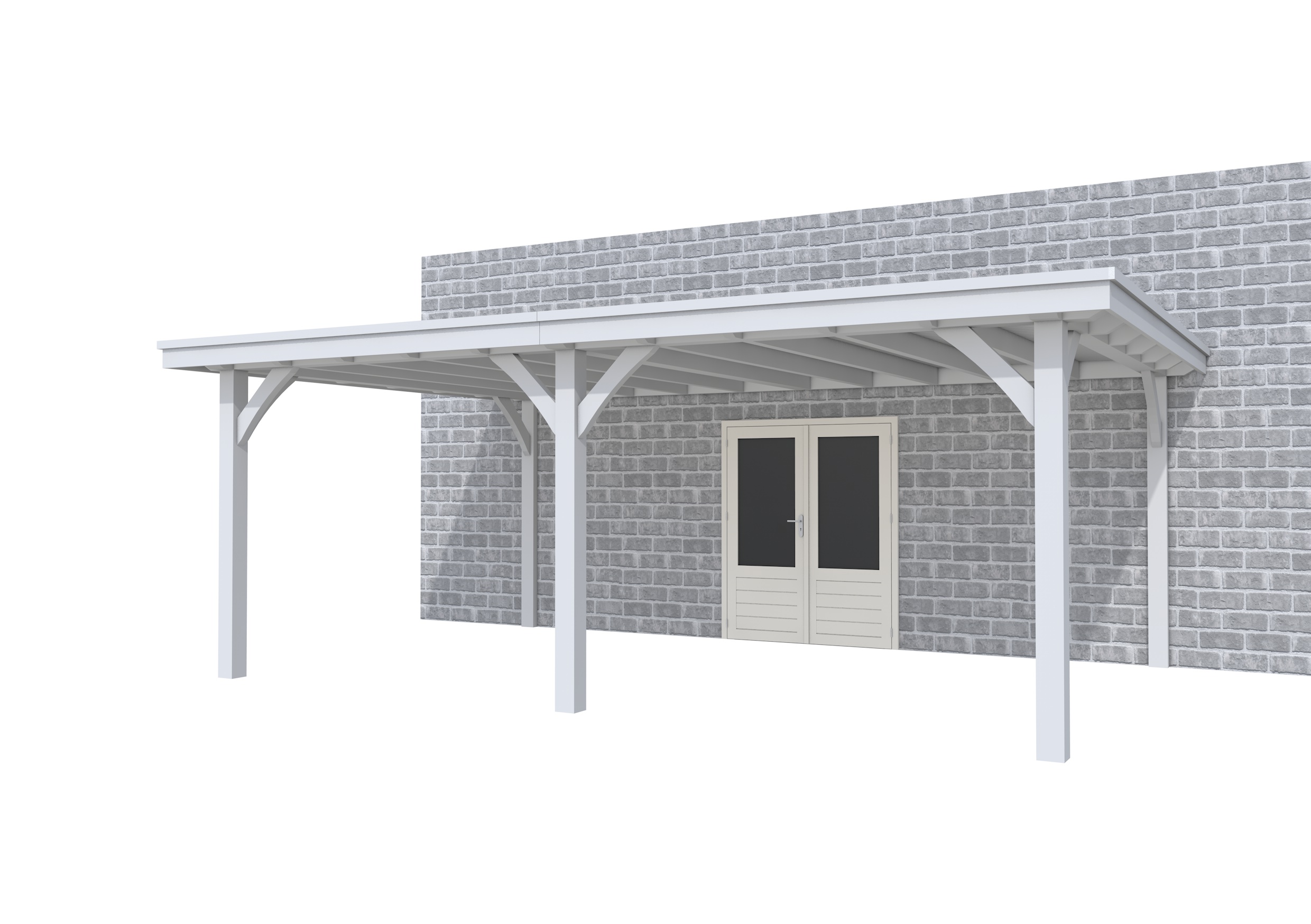 Buitenverblijf aan huis Excellent II, vuren, basismodel XXL/C, 599x392 cm, lichtgrijs gespoten.