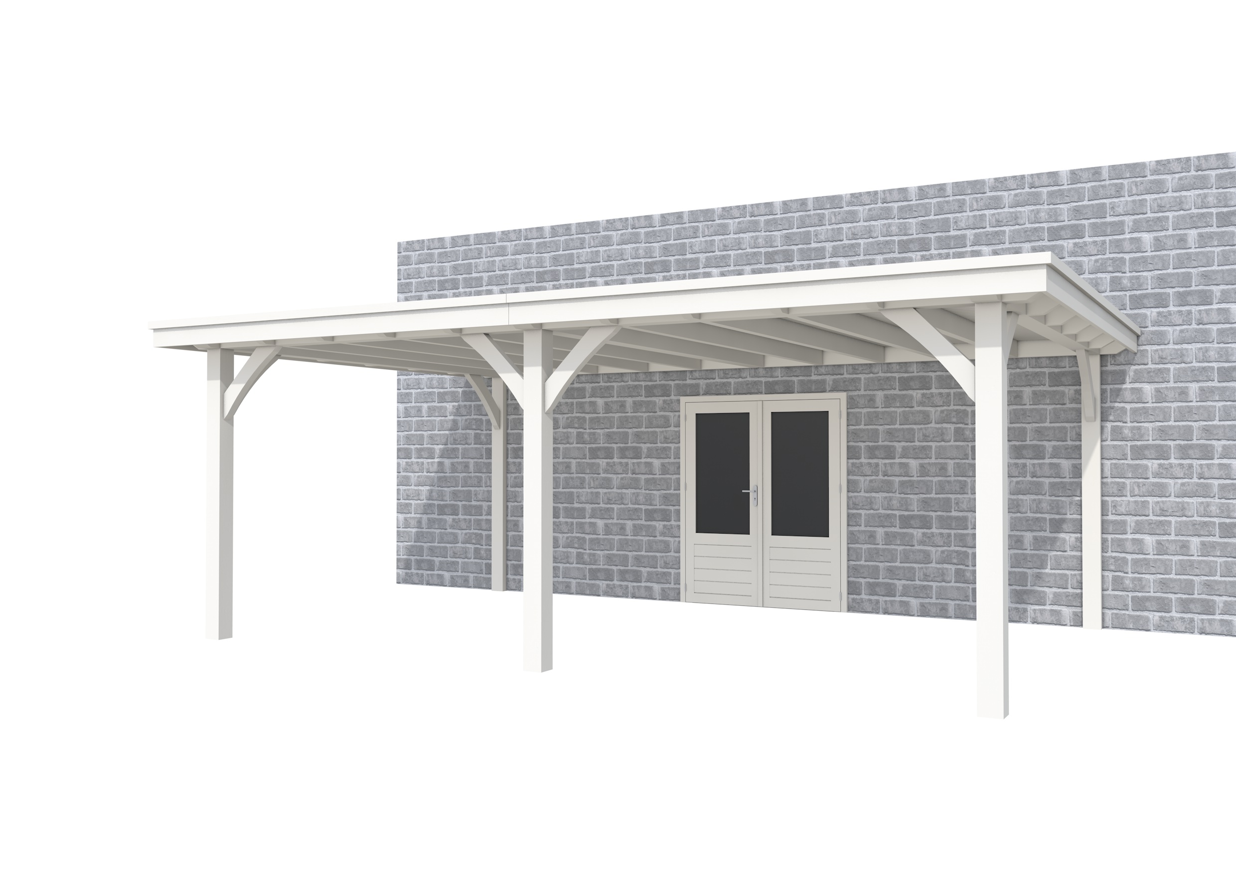 Buitenverblijf aan huis Excellent II, vuren, basismodel XXL/C, 599x392 cm, wit gespoten.