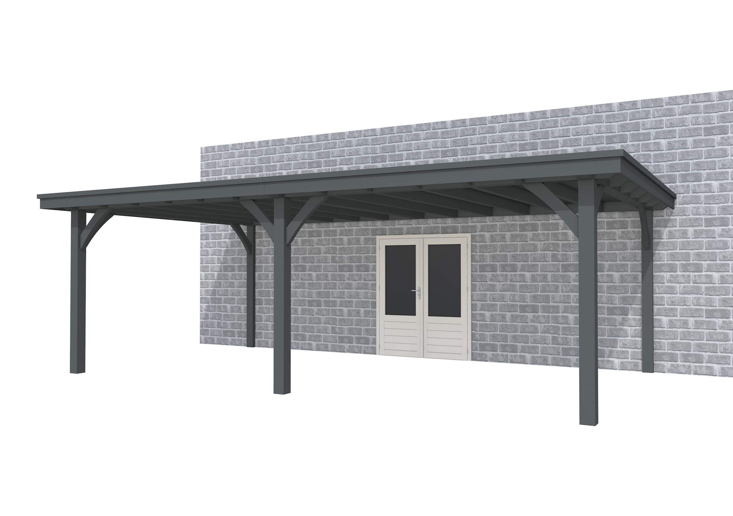 Buitenverblijf aan huis Excellent II, vuren, basismodel XXL/D, 699x392 cm, antraciet gespoten.