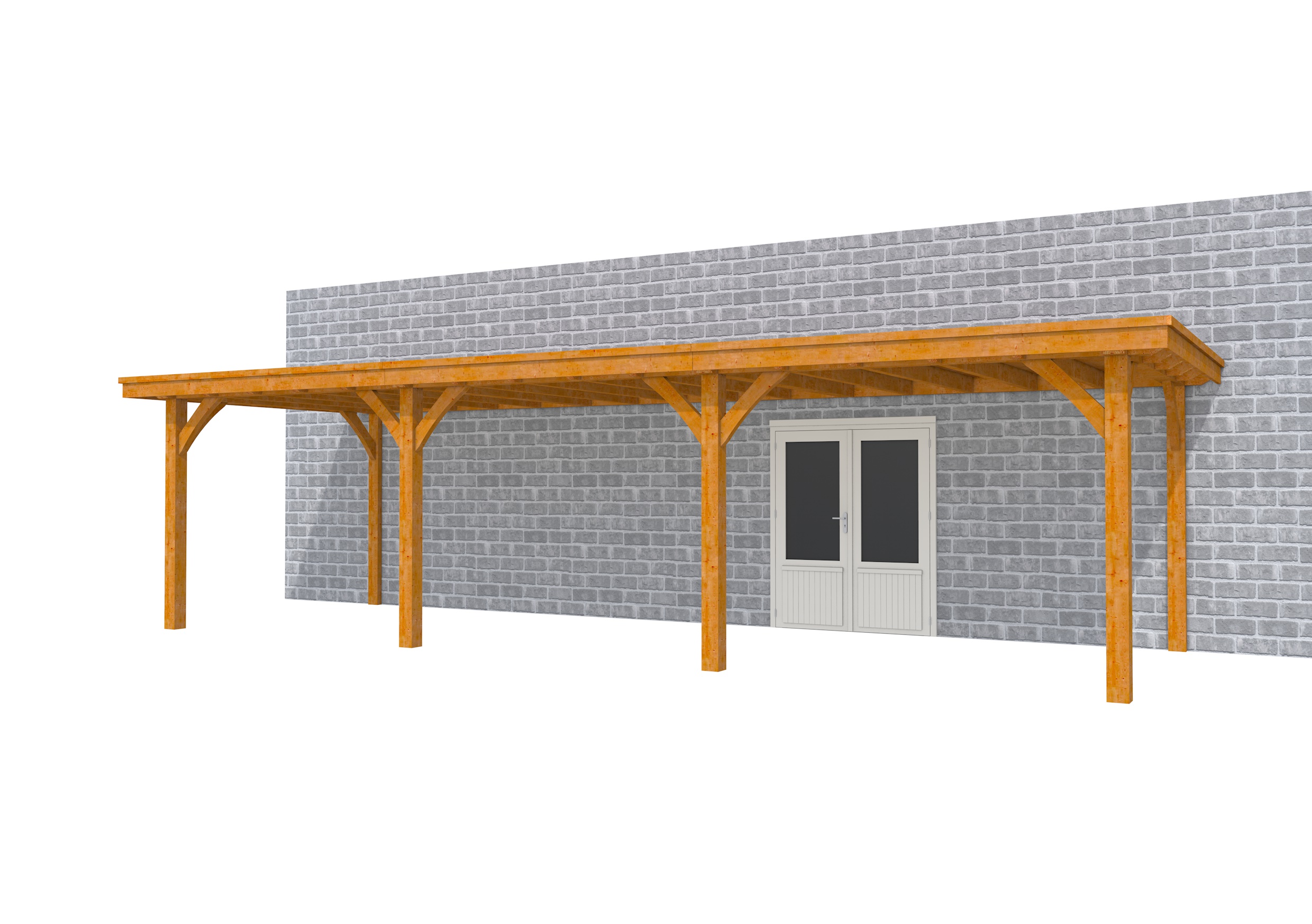 Buitenverblijf aan huis Excellent III, douglas, basismodel L/C, 892x299 cm, transparant gespoten.