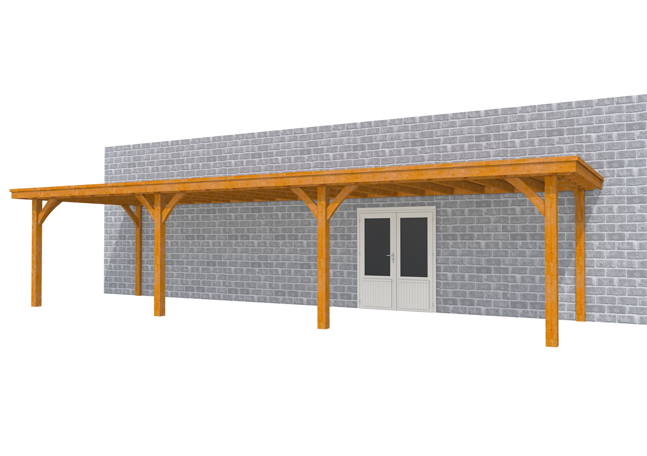 Buitenverblijf aan huis Excellent III, douglas, basismodel L/D, 1042x299 cm, transparant gespoten.