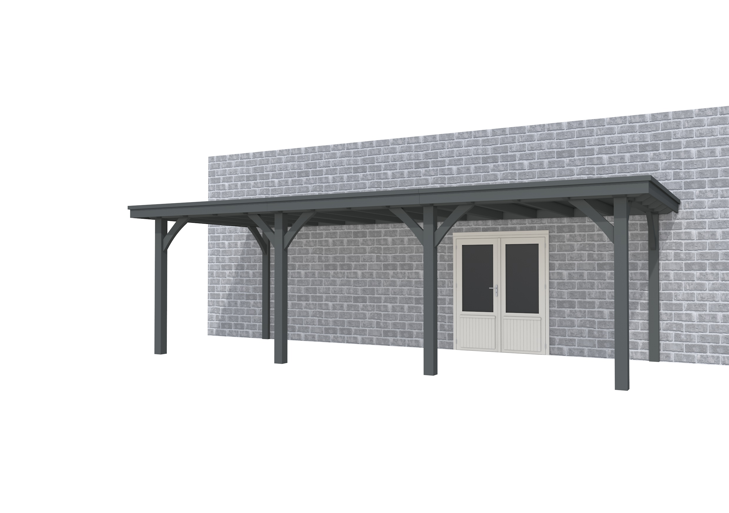 Buitenverblijf aan huis Excellent III, vuren, basismodel L/B, 742x299 cm, antraciet gespoten.