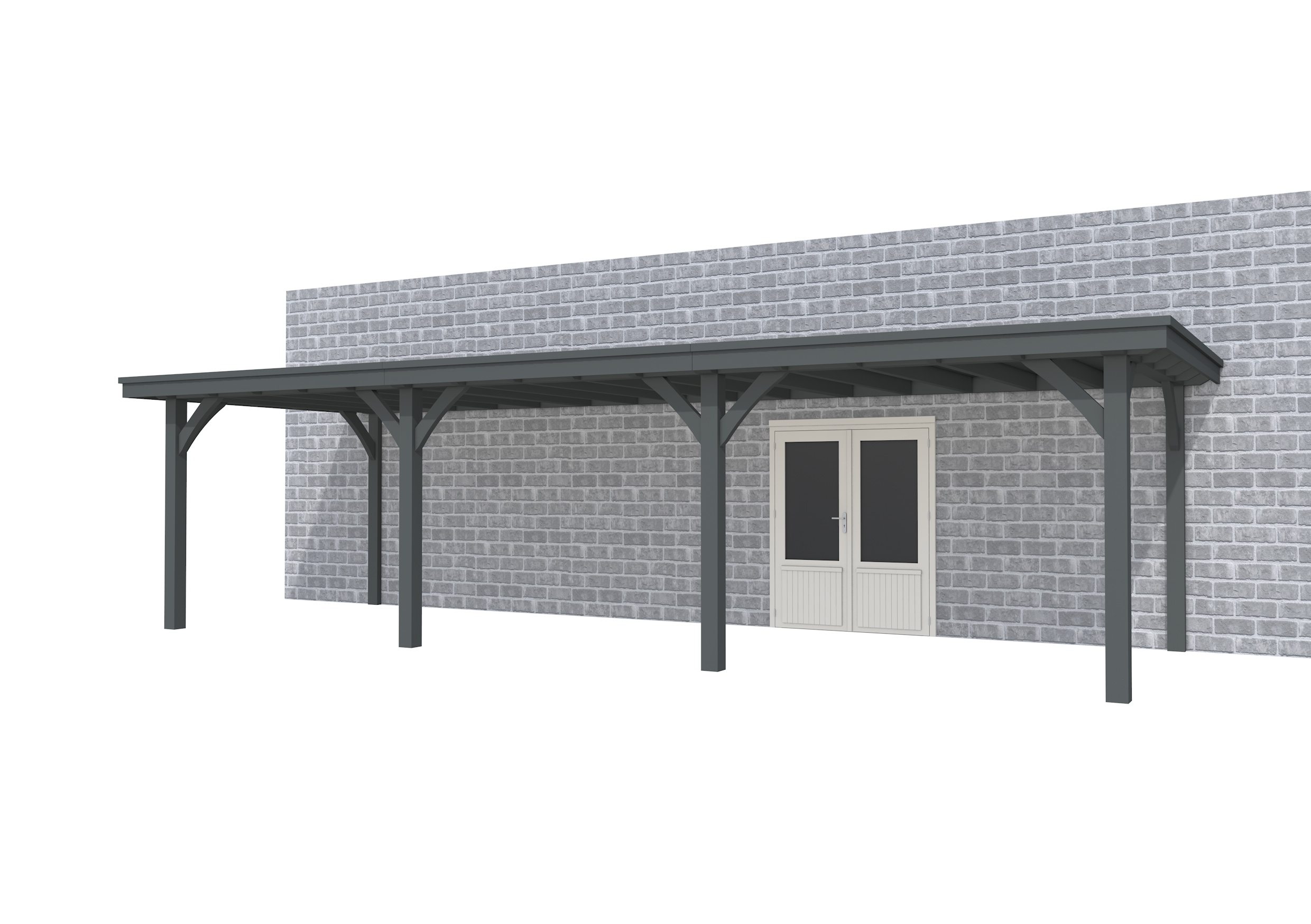 Buitenverblijf aan huis Excellent III, vuren, basismodel L/C, 892x299 cm, antraciet gespoten.