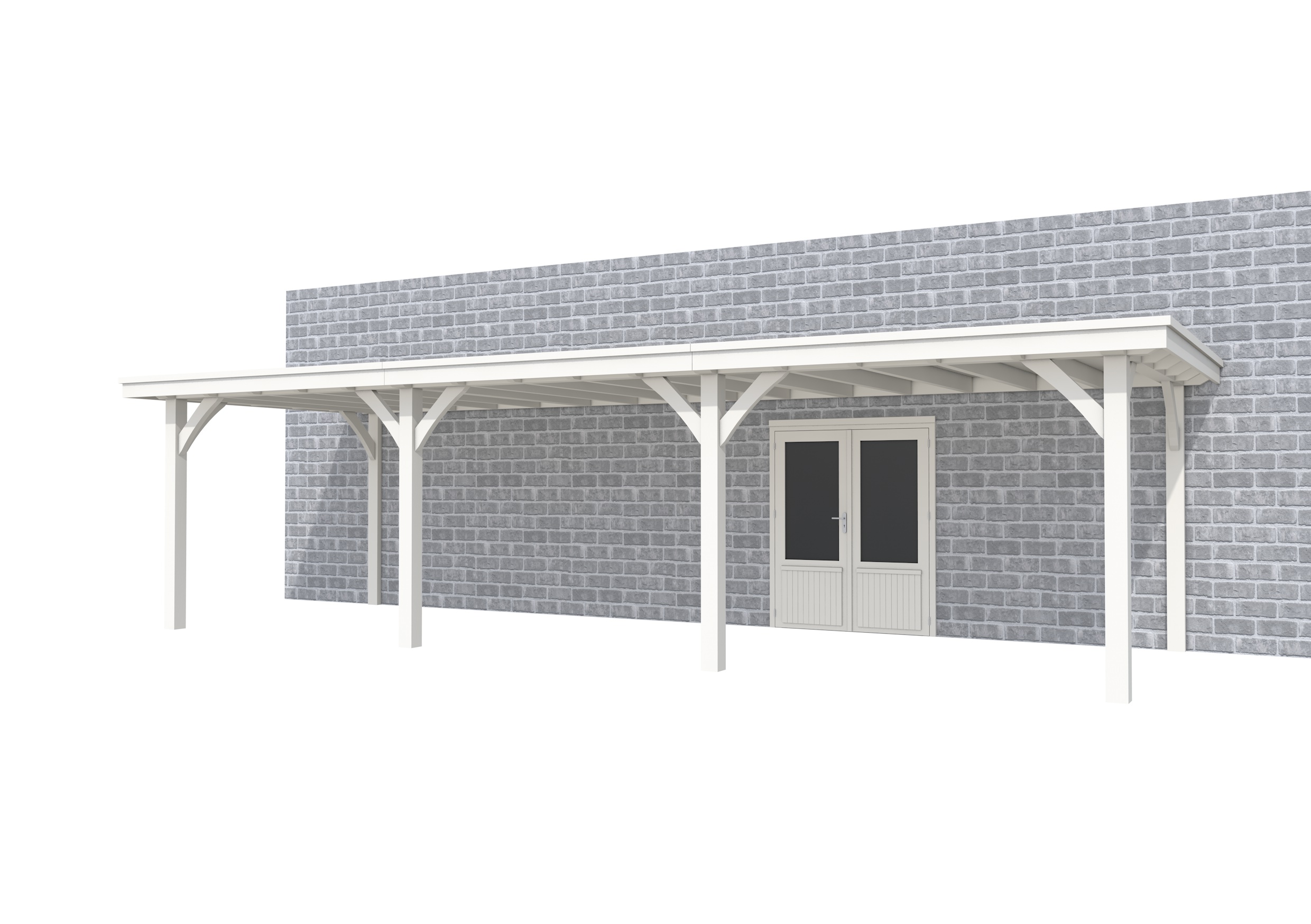 Buitenverblijf aan huis Excellent III, vuren, basismodel L/C, 892x299 cm, wit gespoten.