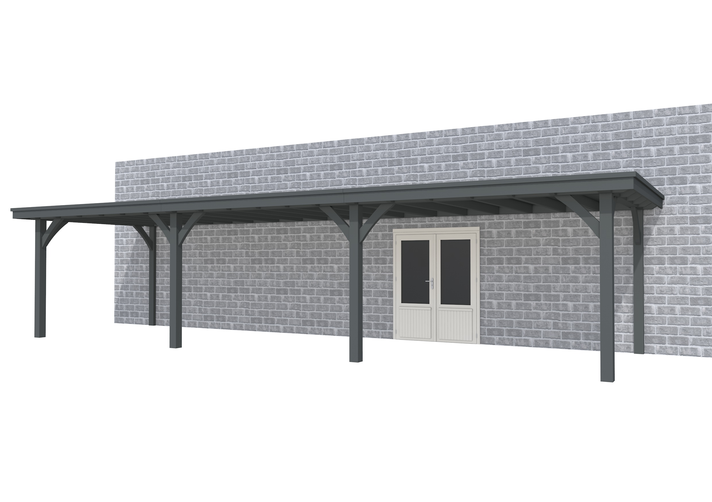 Buitenverblijf aan huis Excellent III, vuren, basismodel L/D, 1042x299 cm, antraciet gespoten.