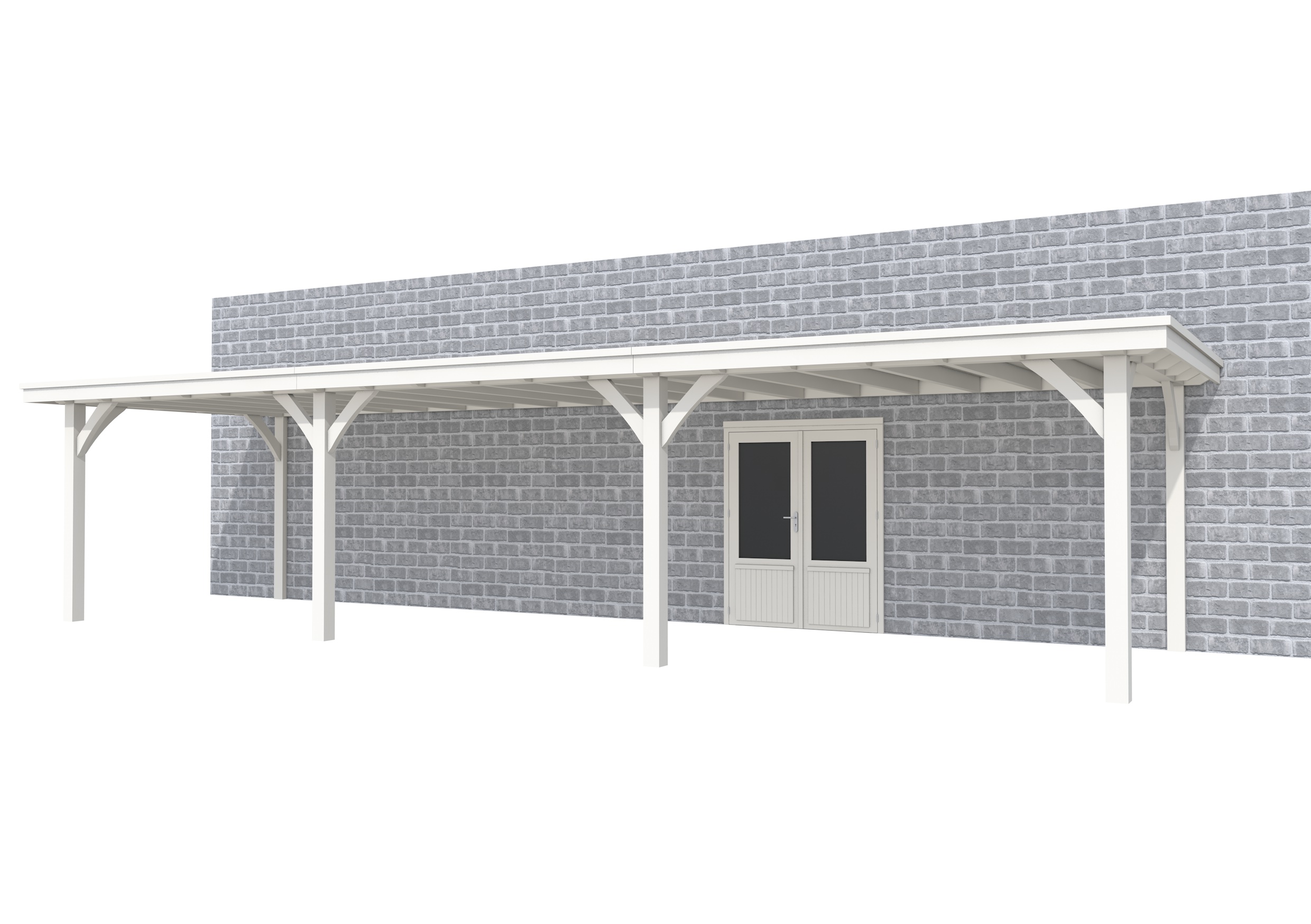 Buitenverblijf aan huis Excellent III, vuren, basismodel L/D, 1042x299 cm, wit gespoten.