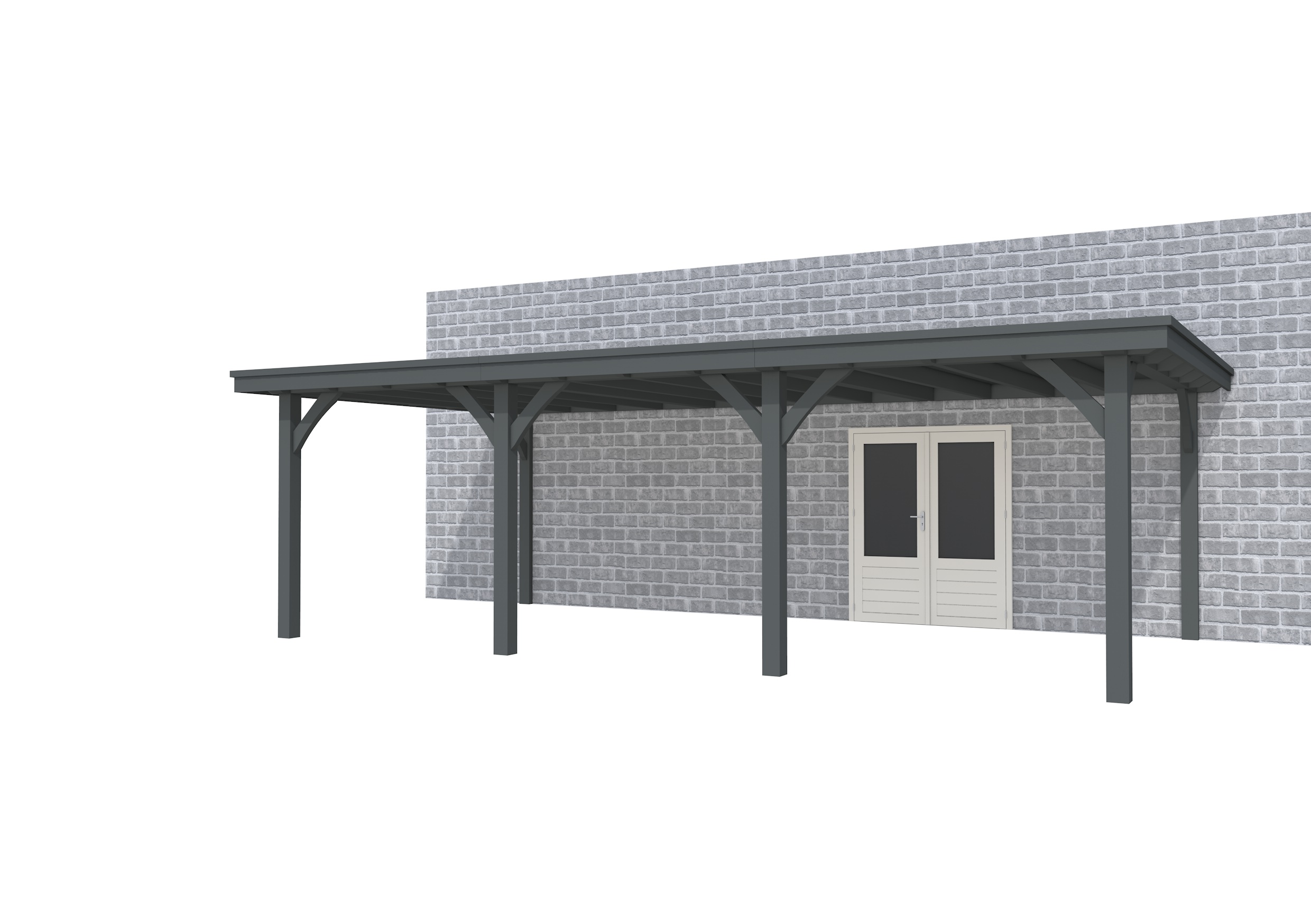 Buitenverblijf aan huis Excellent III, vuren, basismodel XXL/B, 742x392 cm, antraciet gespoten.