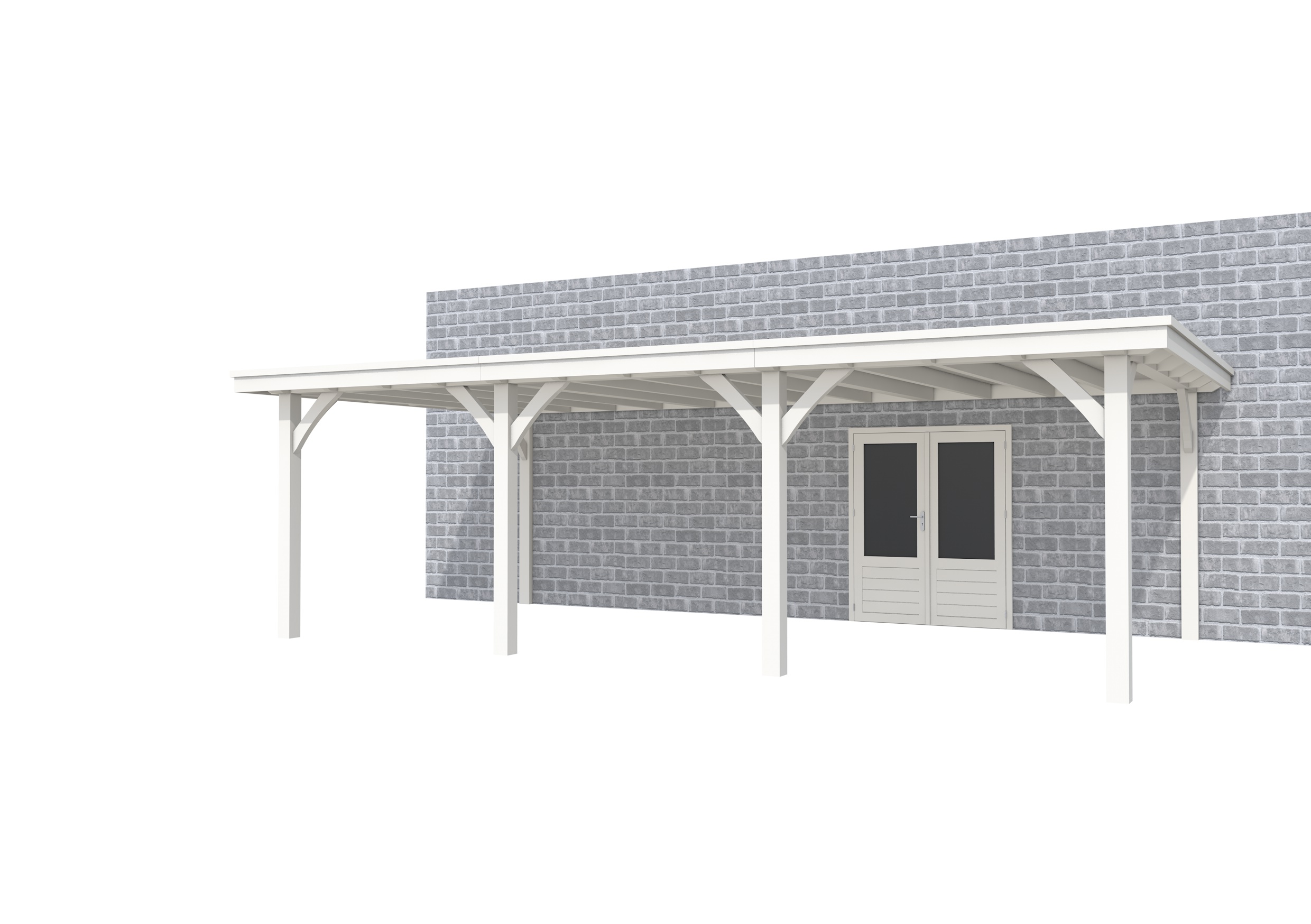 Buitenverblijf aan huis Excellent III, vuren, basismodel XXL/B, 742x392 cm, wit gespoten.