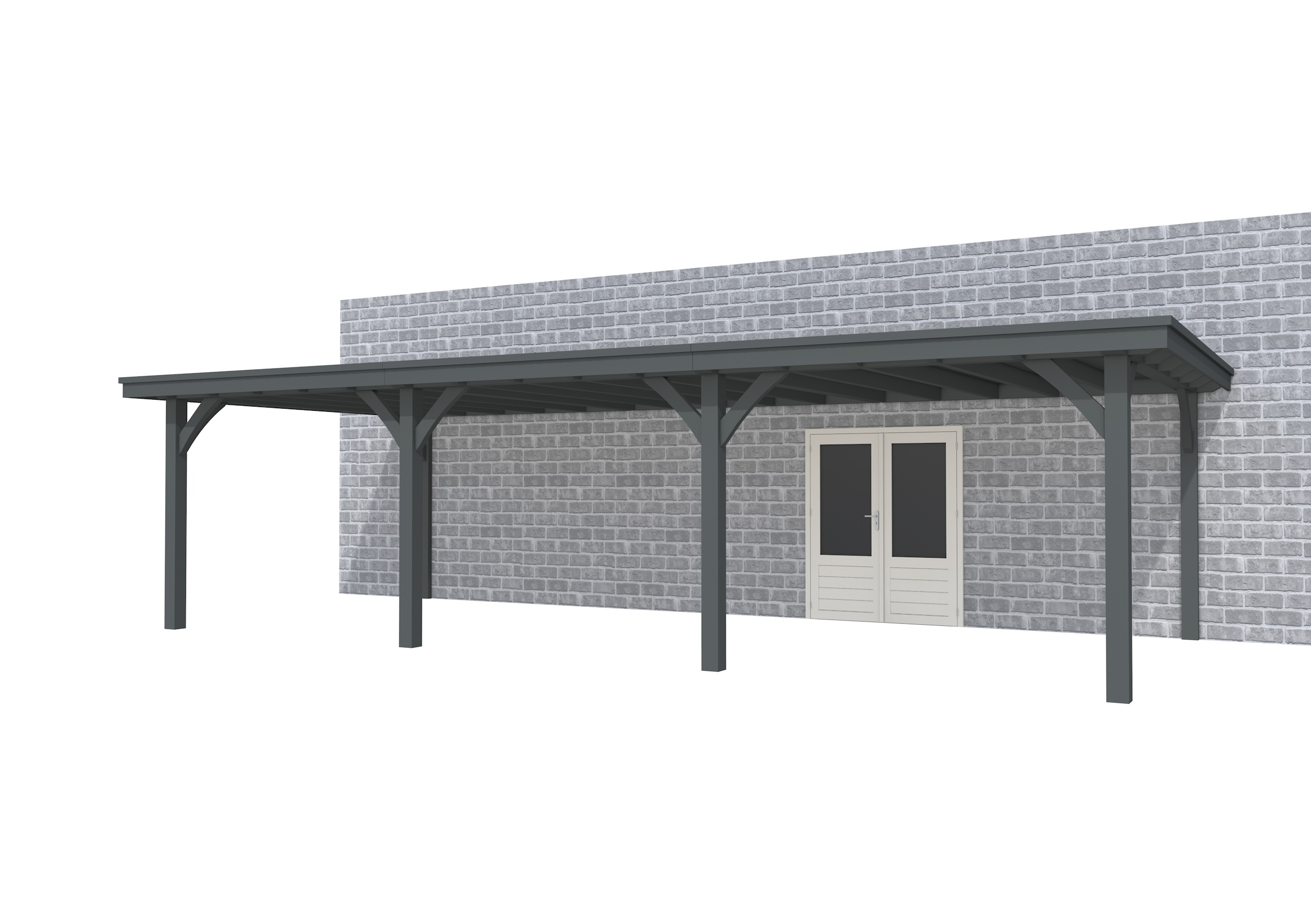 Buitenverblijf aan huis Excellent III, vuren, basismodel XXL/C, 892x392 cm, antraciet gespoten.