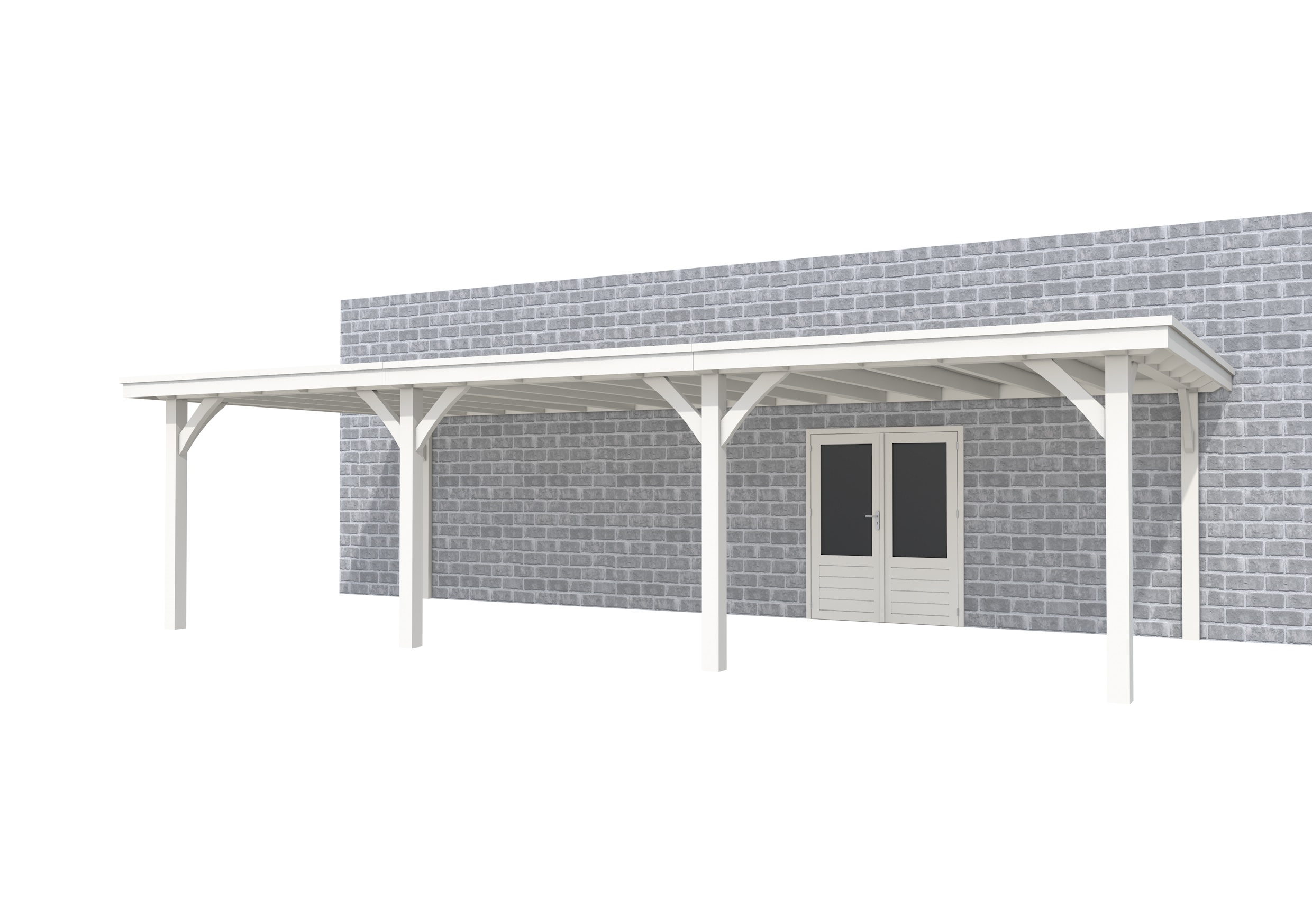 Buitenverblijf aan huis Excellent III, vuren, basismodel XXL/C, 892x392 cm, wit gespoten.