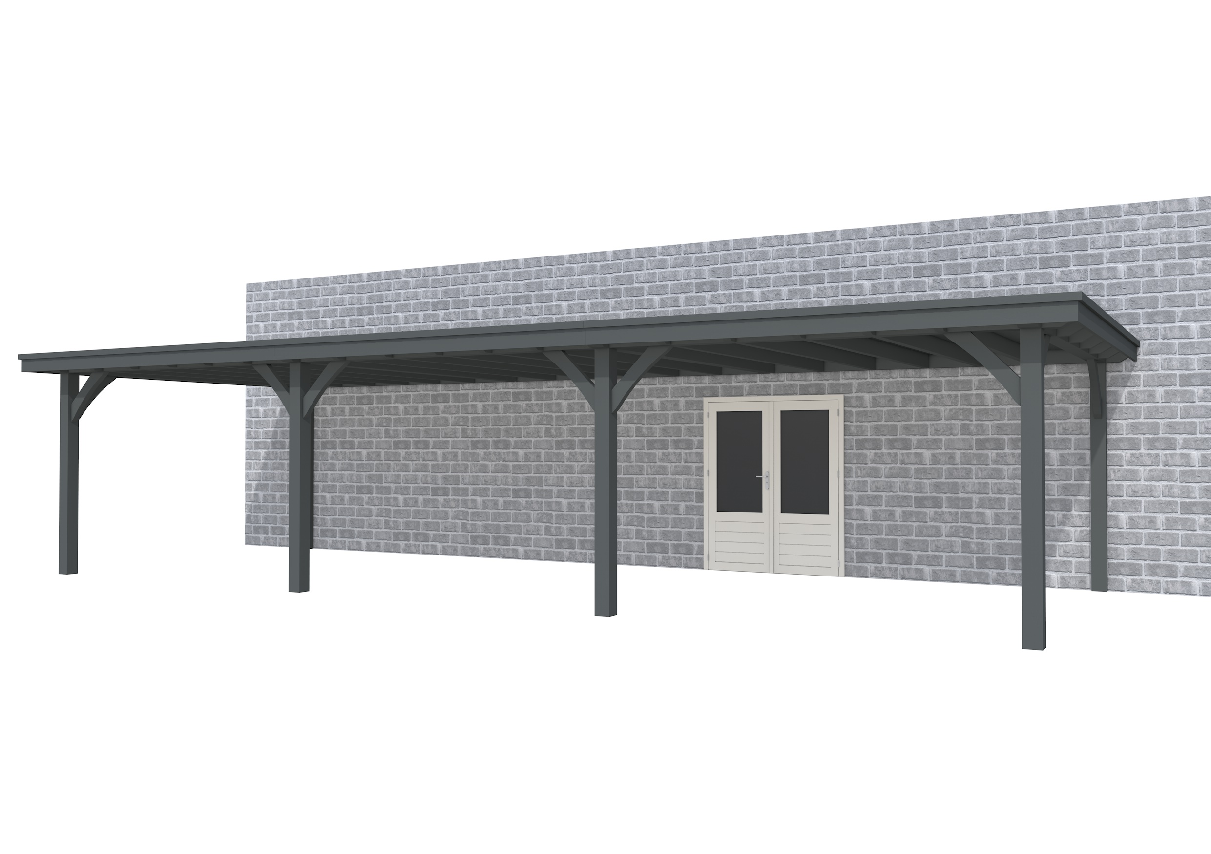 Buitenverblijf aan huis Excellent III, vuren, basismodel XXL/D, 1042x392 cm, antraciet gespoten.