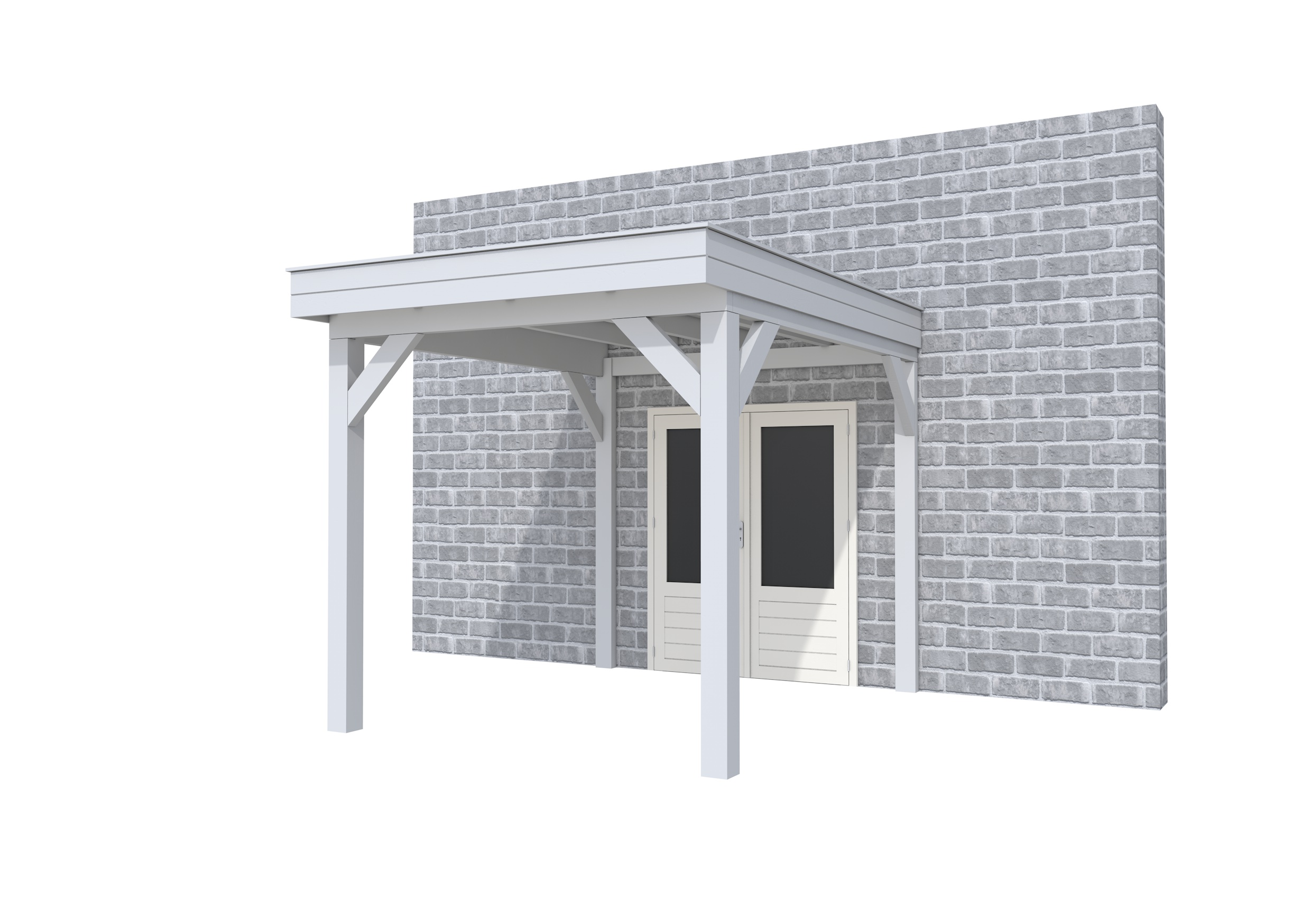 Buitenverblijf aan huis Premium I, vuren, basismodel L/B, 257x299 cm, lichtgrijs gespoten.