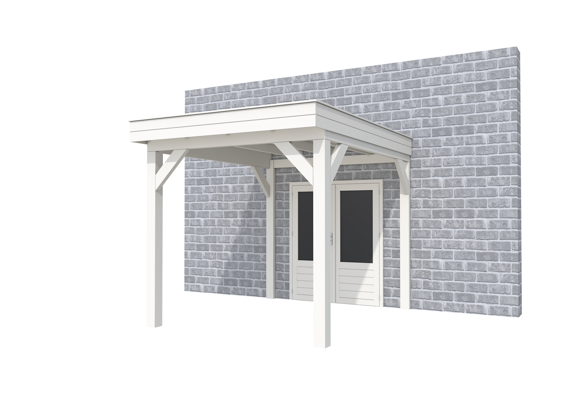 Buitenverblijf aan huis Premium I, vuren, basismodel L/B, 257x299 cm, wit gespoten.