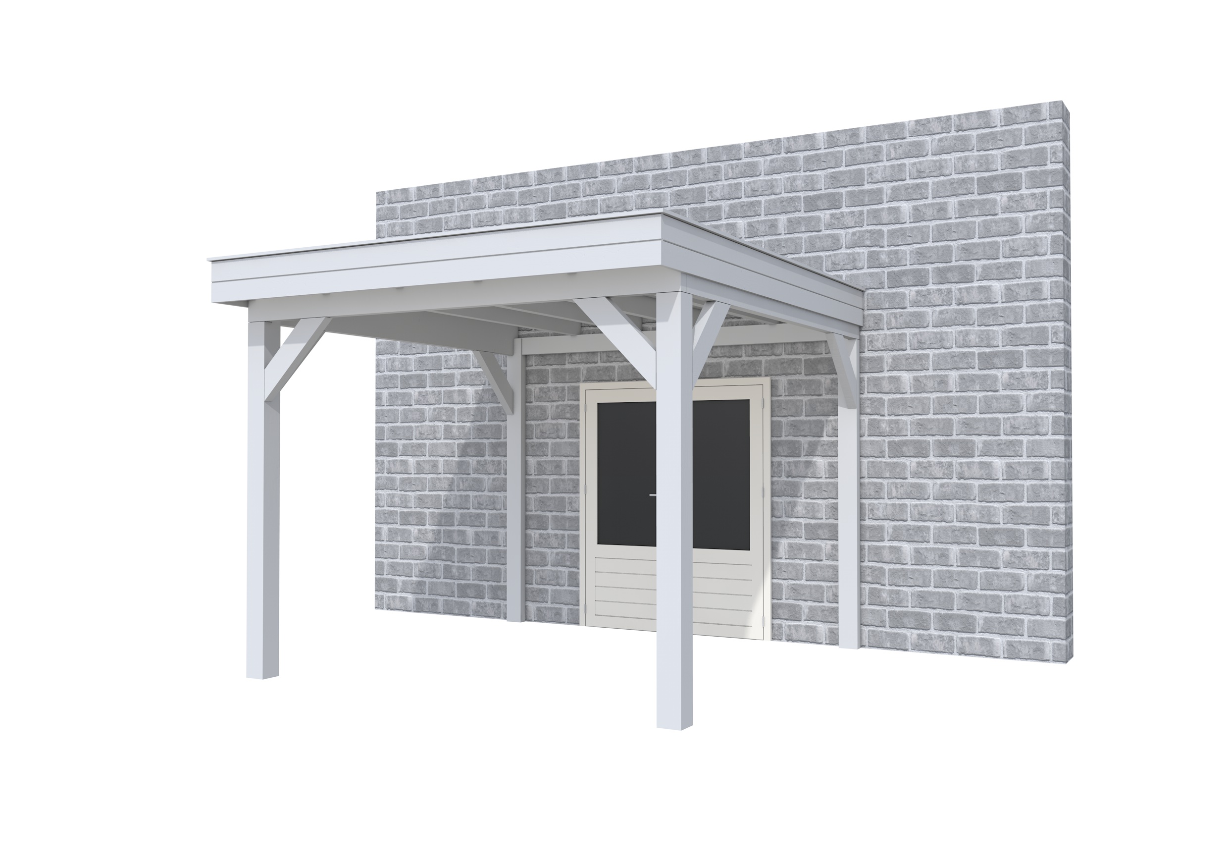Buitenverblijf aan huis Premium I, vuren, basismodel L/C, 307x299 cm, lichtgrijs gespoten.