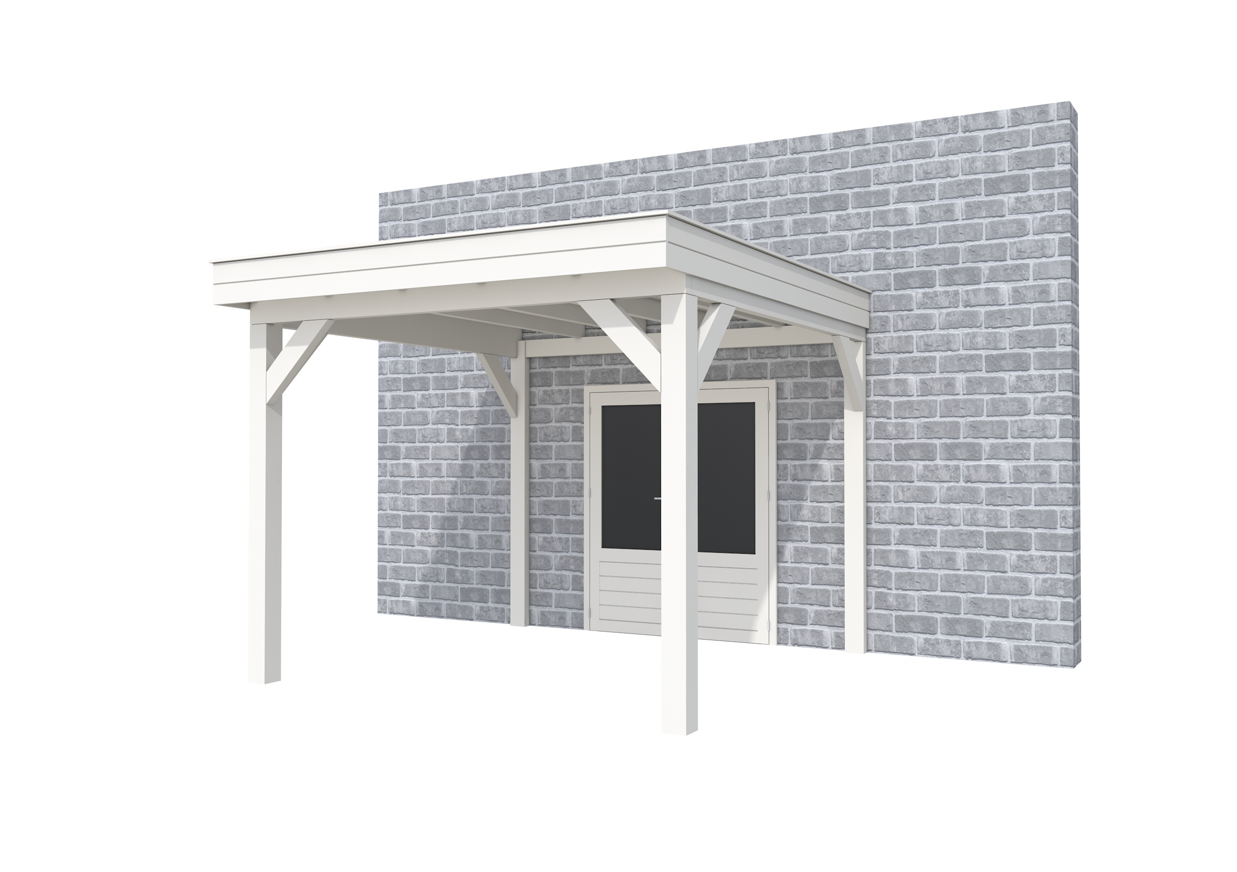 Buitenverblijf aan huis Premium I, vuren, basismodel L/C, 307x299 cm, wit gespoten.