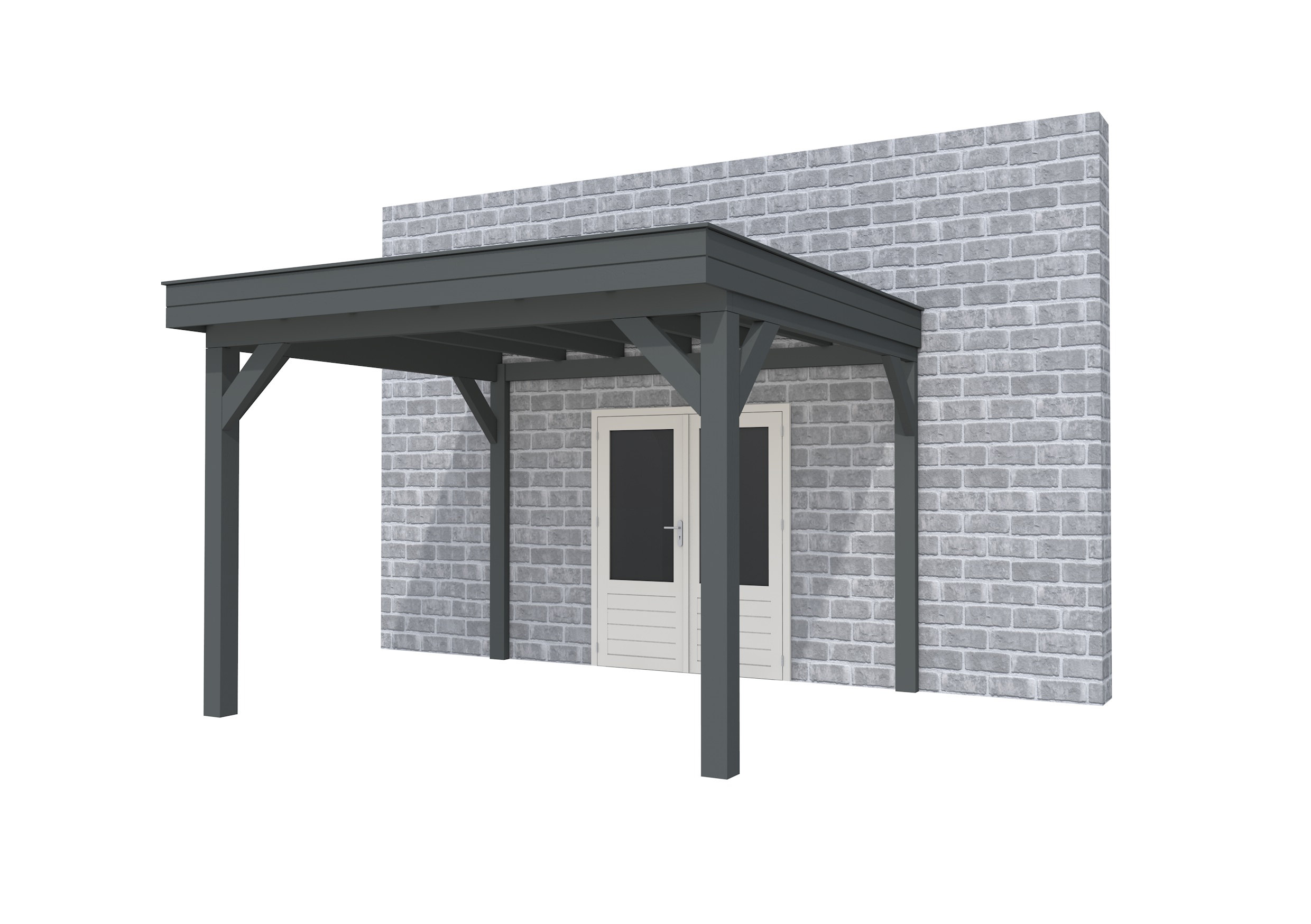 Buitenverblijf aan huis Premium I, vuren, basismodel L/D, 357x299 cm, antraciet gespoten.