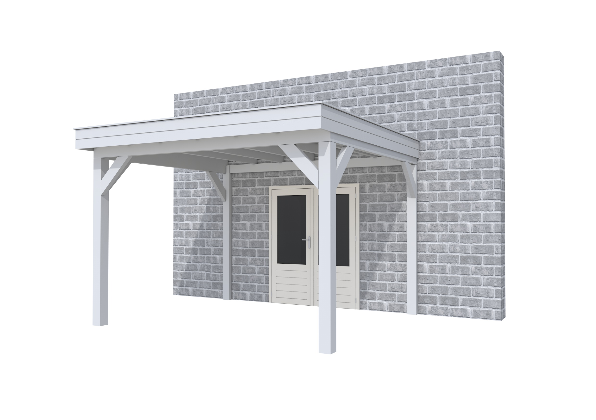 Buitenverblijf aan huis Premium I, vuren, basismodel L/D, 357x299 cm, lichtgrijs gespoten.