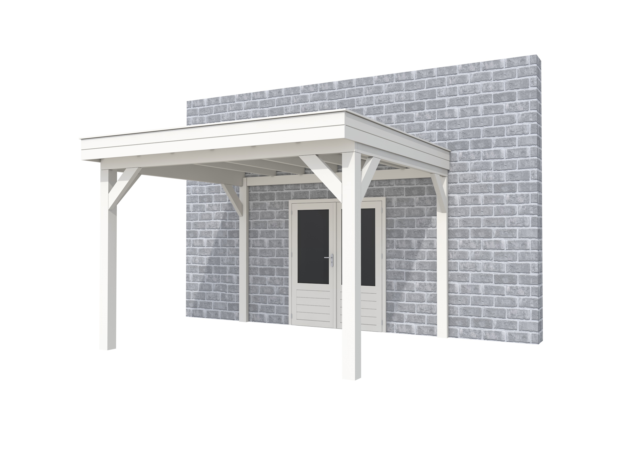 Buitenverblijf aan huis Premium I, vuren, basismodel L/D, 357x299 cm, wit gespoten.