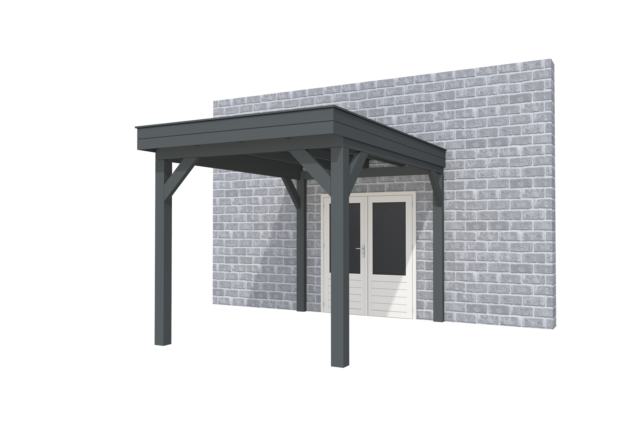 Buitenverblijf aan huis Premium I, vuren, basismodel XL/B, 257x349 cm, antraciet gespoten.