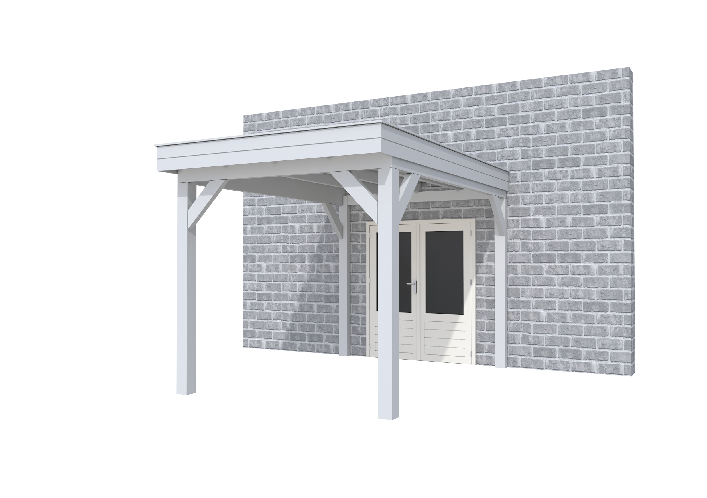 Buitenverblijf aan huis Premium I, vuren, basismodel XL/B, 257x349 cm, lichtgrijs gespoten.