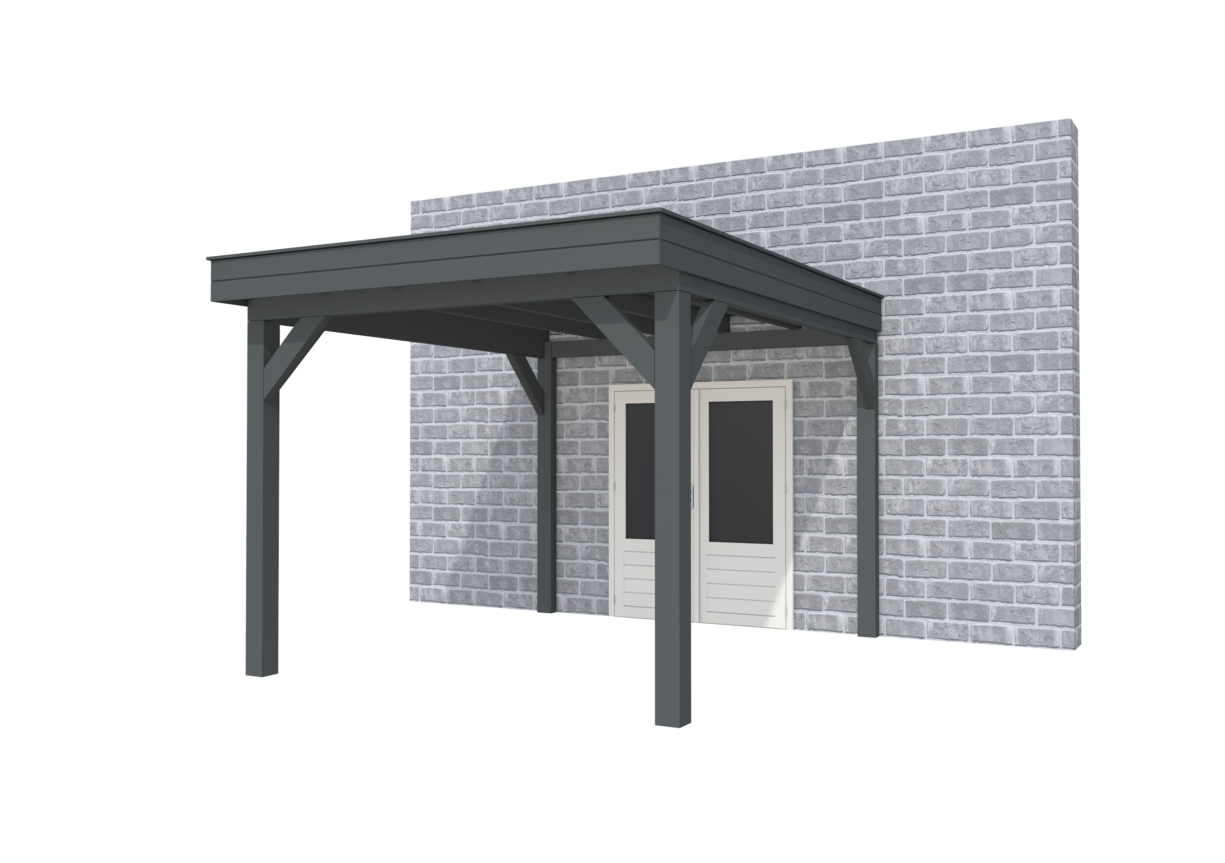 Buitenverblijf aan huis Premium I, vuren, basismodel XL/C, 307x349 cm, antraciet gespoten.