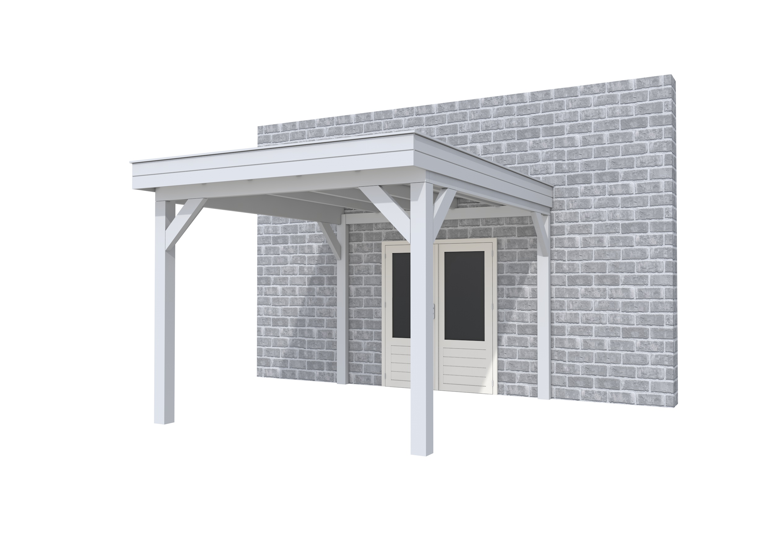Buitenverblijf aan huis Premium I, vuren, basismodel XL/C, 307x349 cm, lichtgrijs gespoten.