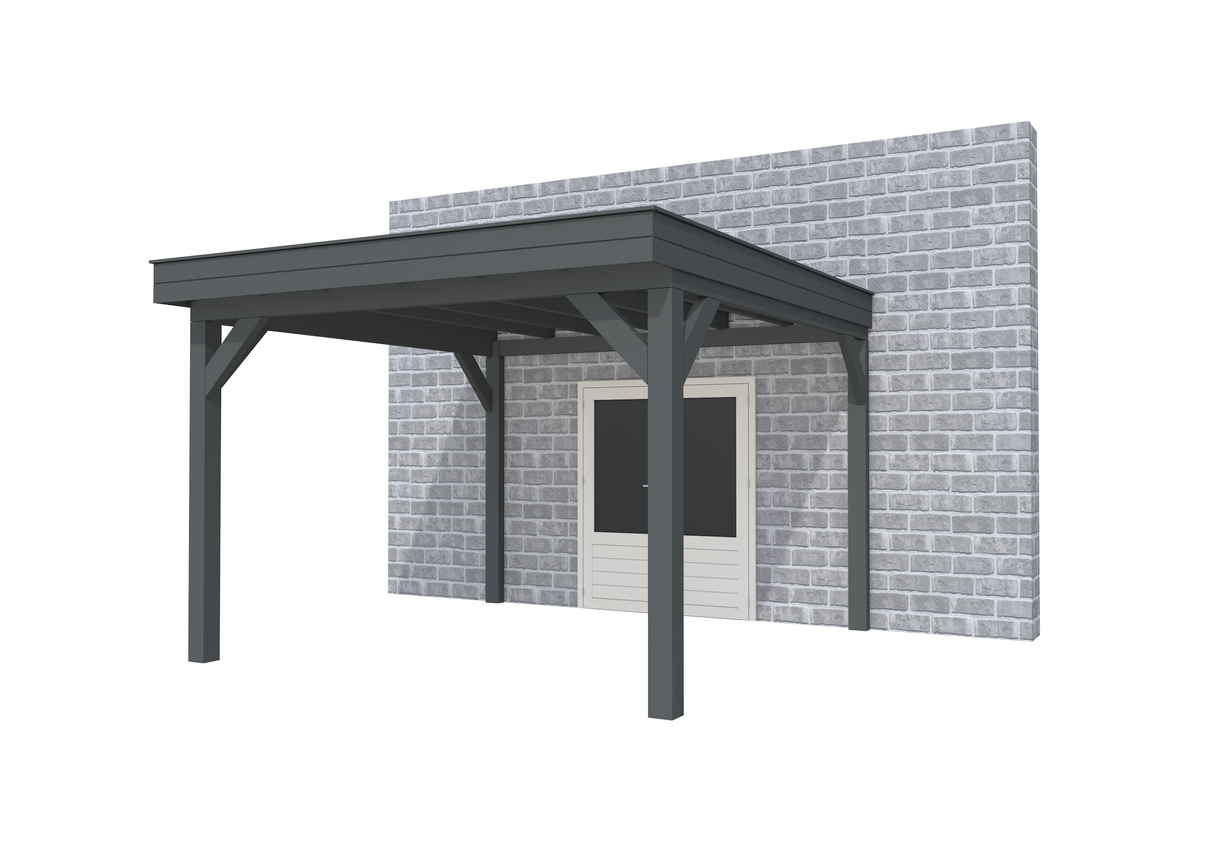 Buitenverblijf aan huis Premium I, vuren, basismodel XL/D, 357x349 cm, antraciet gespoten.
