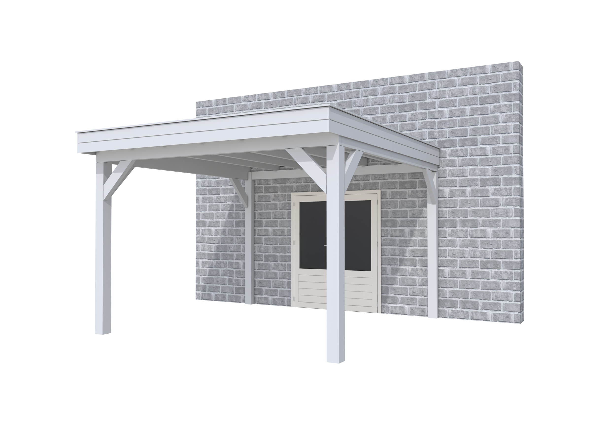 Buitenverblijf aan huis Premium I, vuren, basismodel XL/D, 357x349 cm, lichtgrijs gespoten.